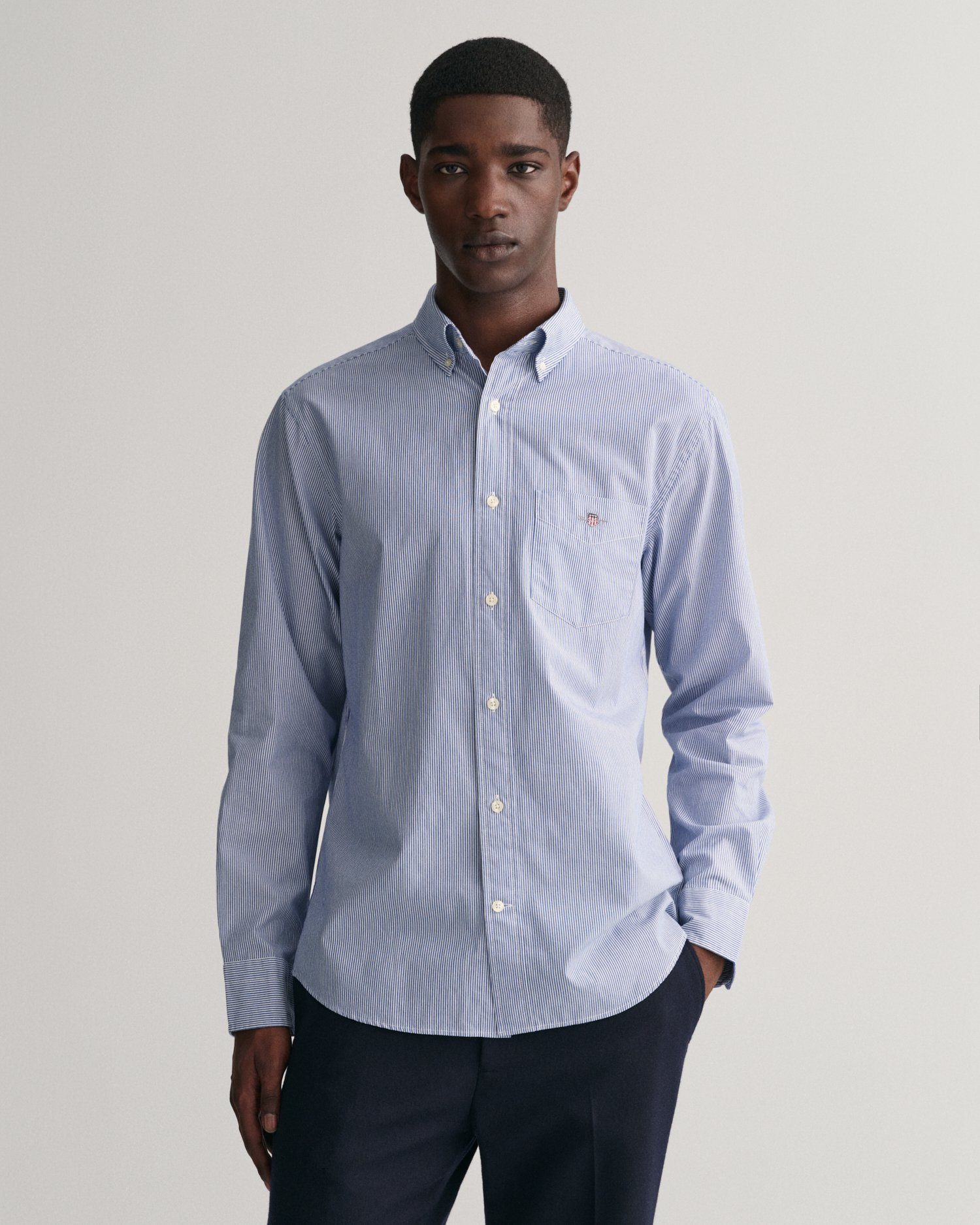 Gant Overhemd met lange mouwen REG POPLIN BANKER SHIRT Banker Stripe popeline, lichte katoen