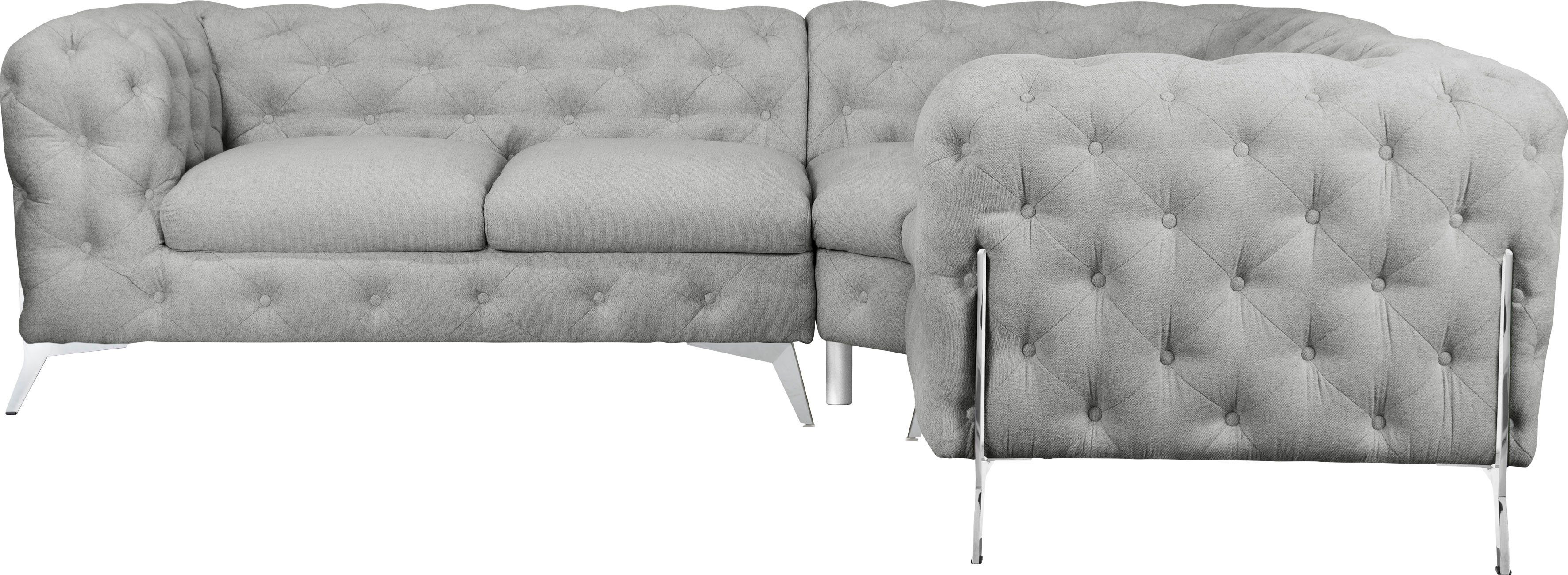 Leonique Chesterfield-bank Amaury L-vorm Chesterfield-look, bxd elk 262 cm, kleur van de poten ter keuze