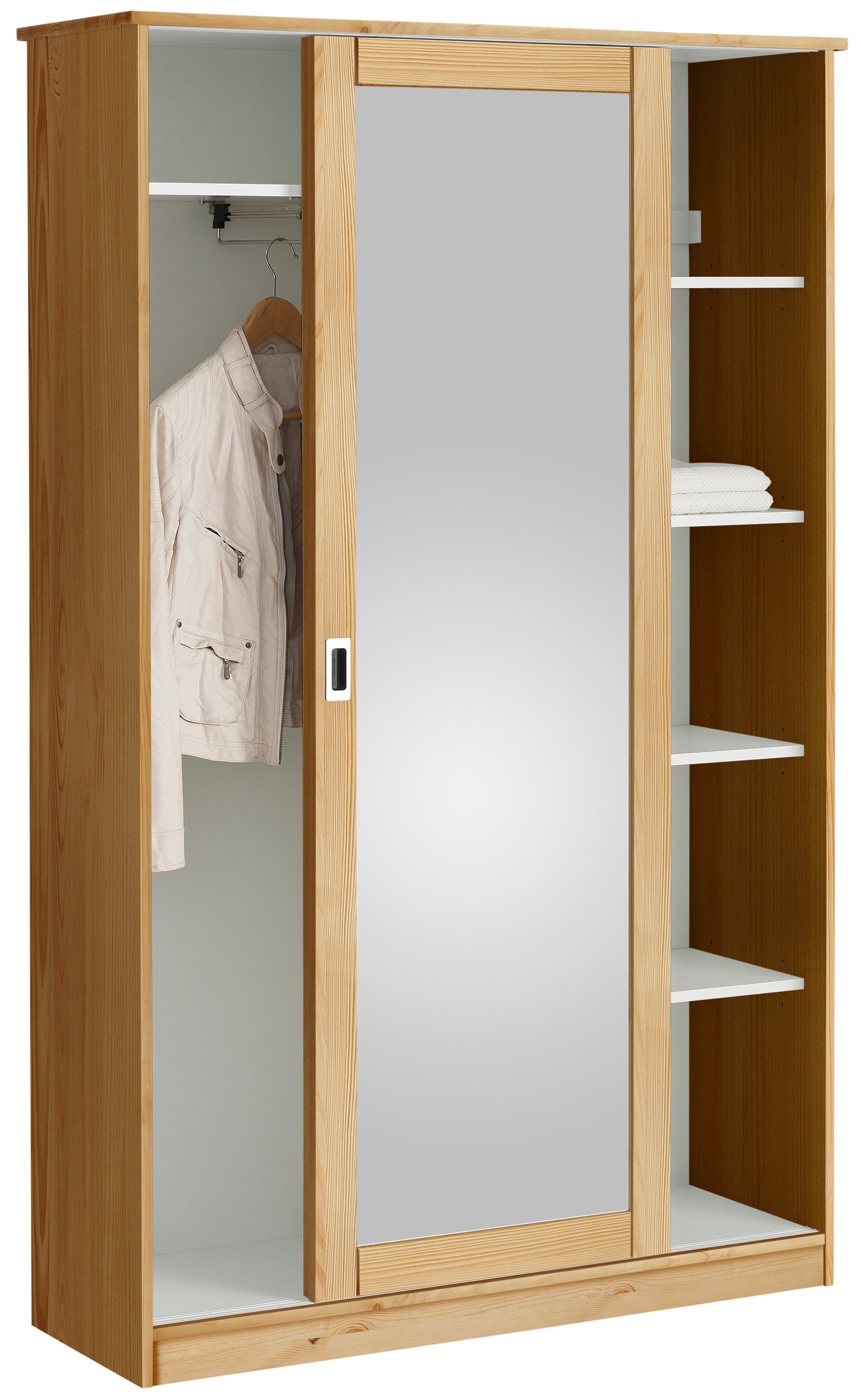 Home affaire Kledingkast Nekso met spiegel, breedte 114 cm, van mdf of massief hout, fsc®