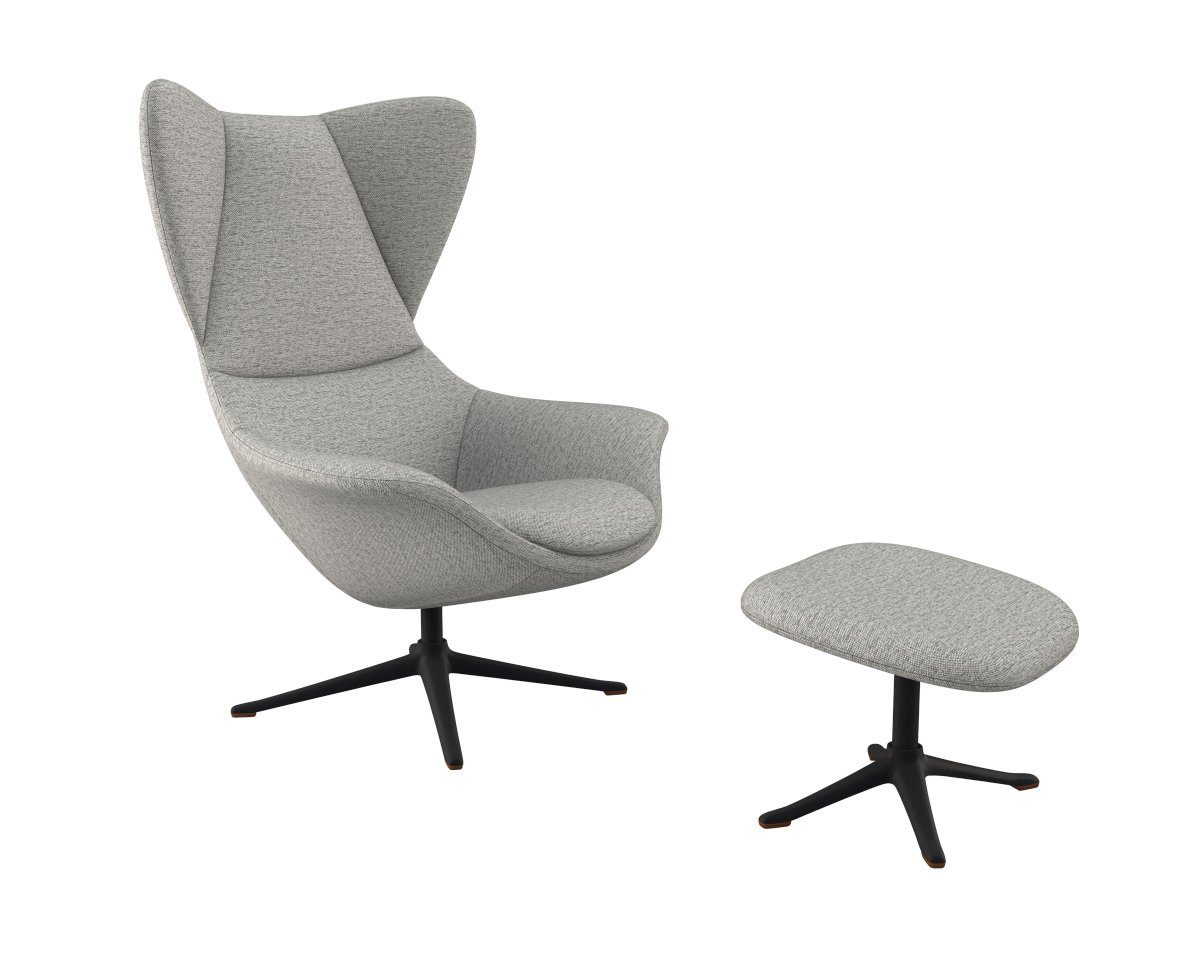 FLEXLUX Oorfauteuil Stilo relaxstoel, TV-stoel Solitaire, stijlicoon, draaibaar, zwarte poot
