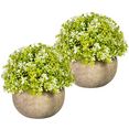 creativ green kunst-potplanten mini bladbol set van 2, in papierlook (2 stuks) wit