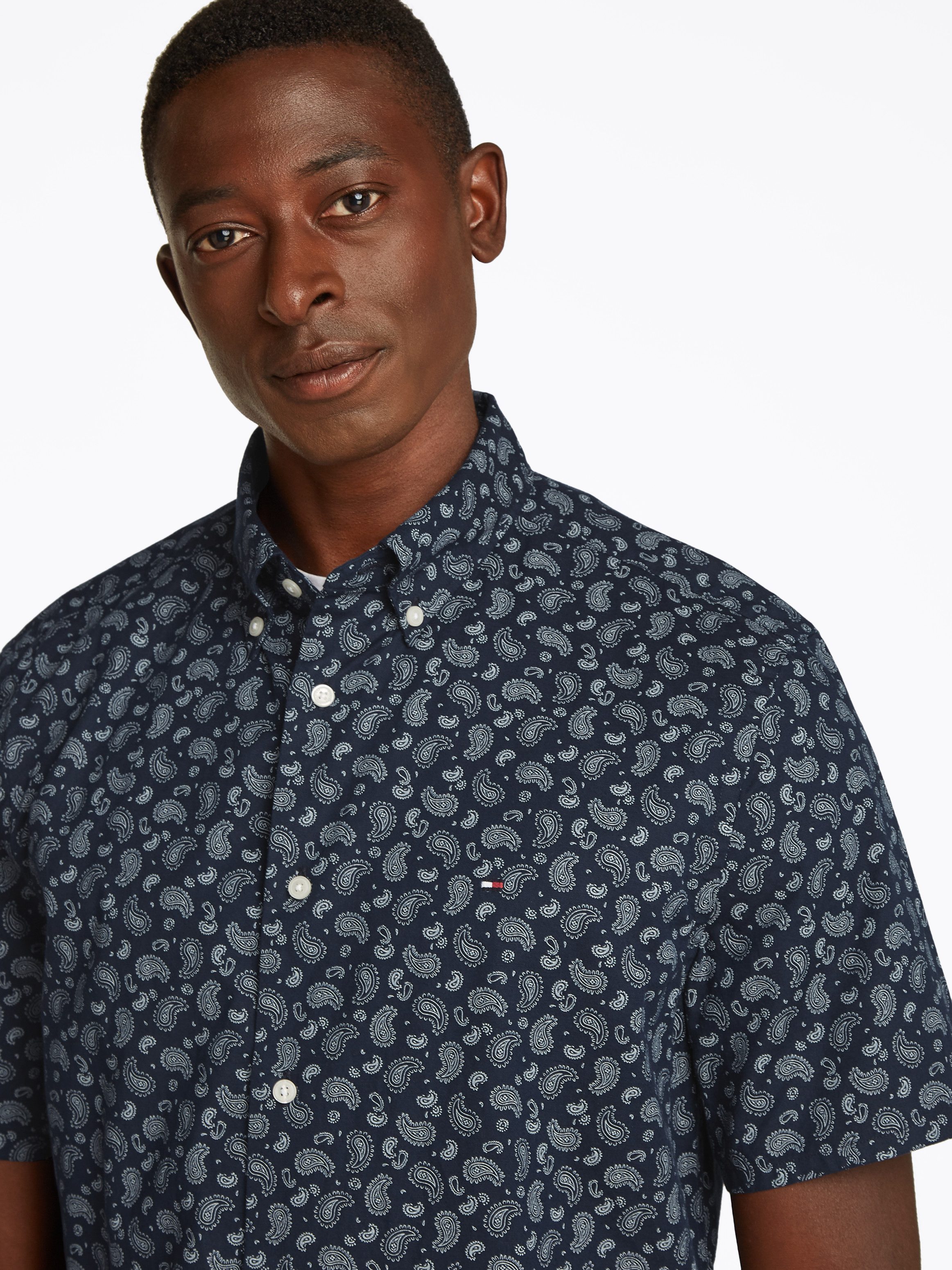 Tommy Hilfiger Overhemd met korte mouwen COTTON LINEN PAISLEY RF SS SHIRT