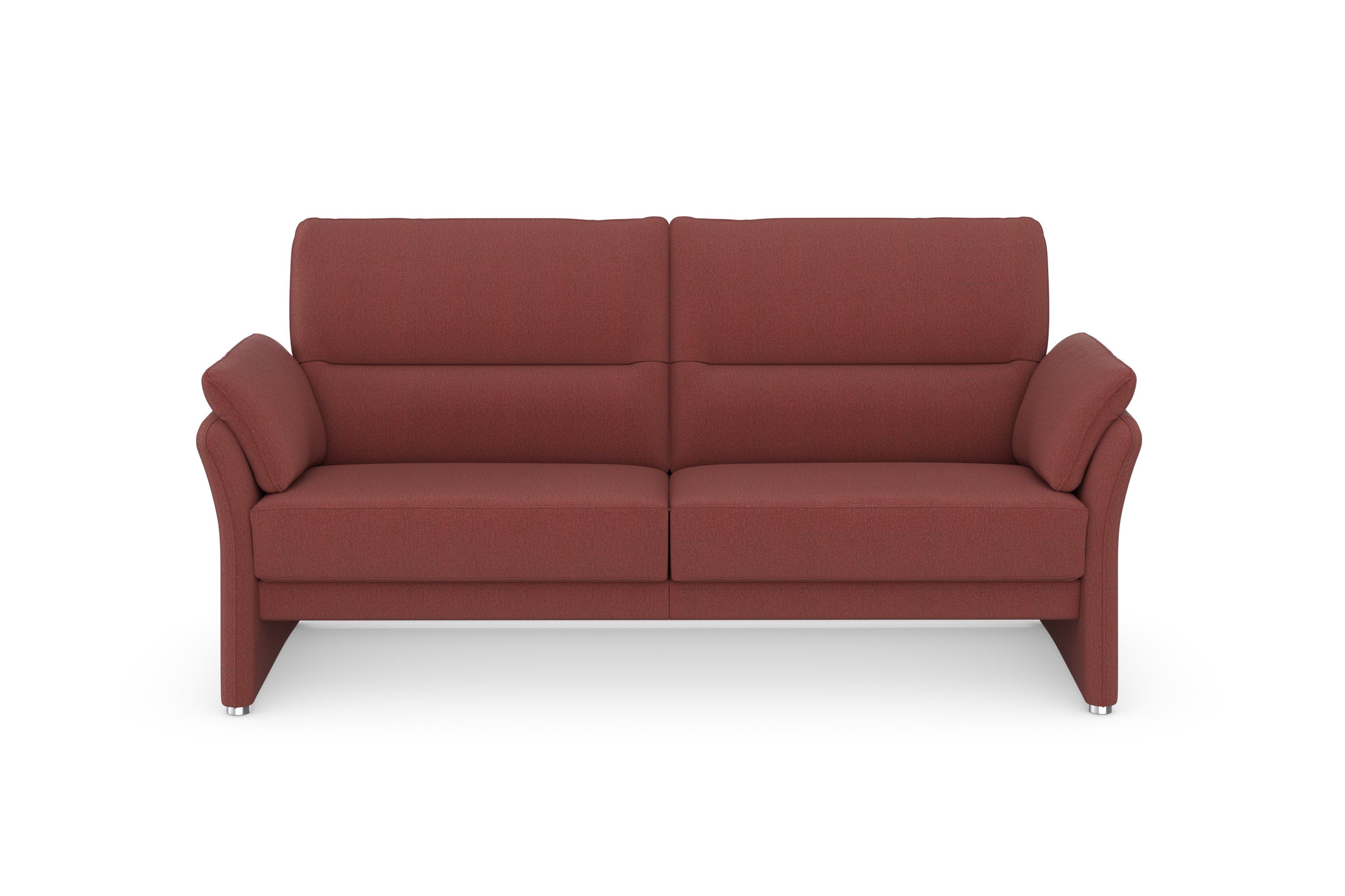 DOMO collection 2,5-zits Pina, smalle armleuningen, met bonellvering, compact & elegant Hoge zitcomfort, luxe microvezel leerlook, rood, breedte 199 cm