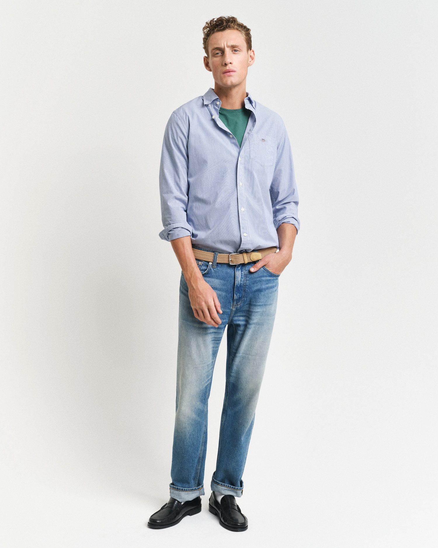 Gant Overhemd met lange mouwen REG POPLIN BANKER SHIRT Banker Stripe popeline, lichte katoen