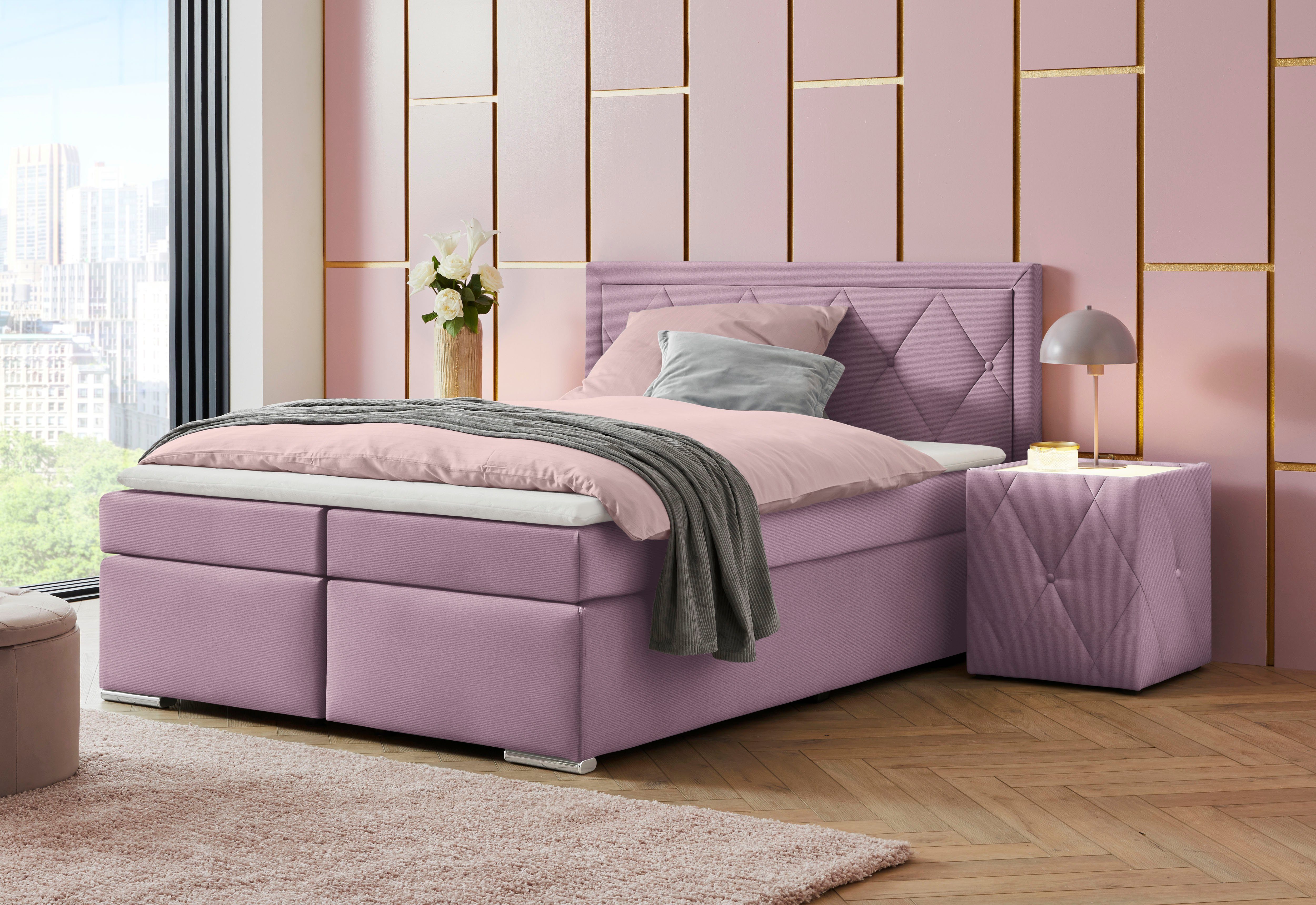 Leonique Boxspring Alfie, bestseller, optioneel met bedlade met capitonnage in het hoofdbord, h2, h3 en h4 ter keuze