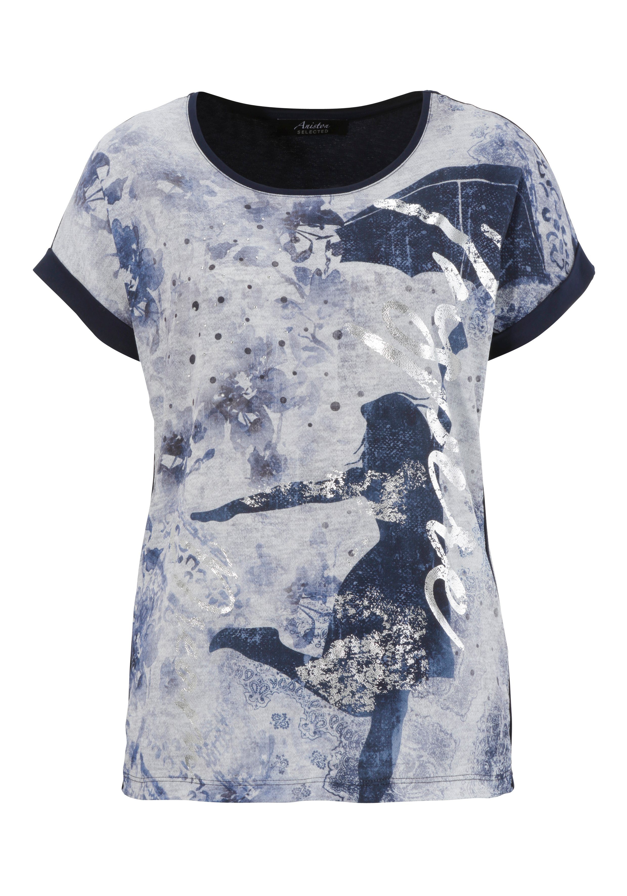 Aniston SELECTED Shirt met galons en glinstersteentjes opzij