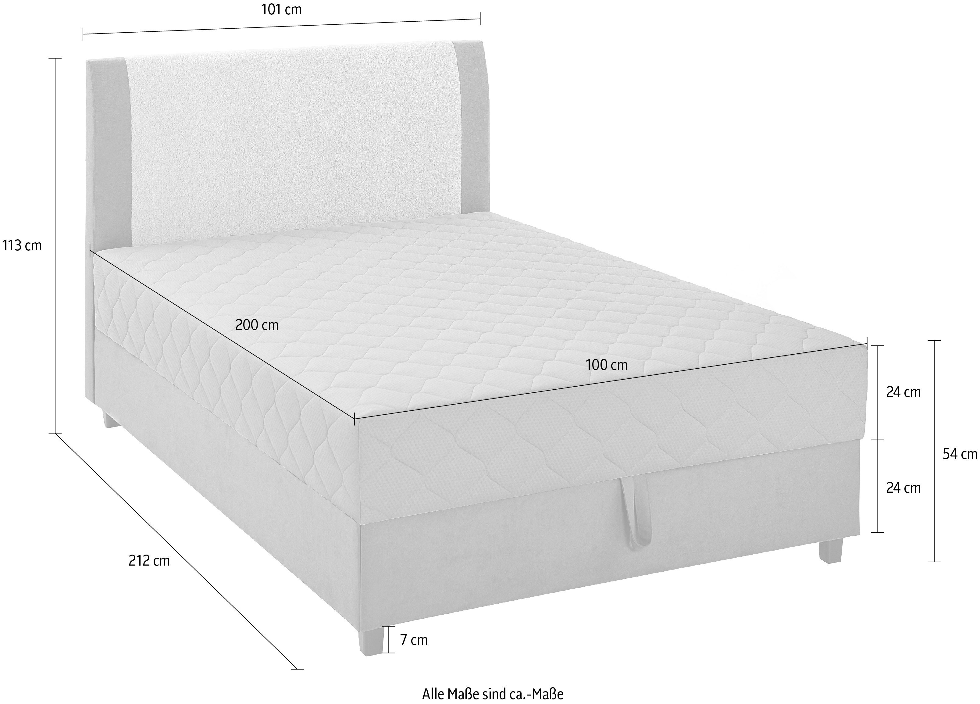 ATLANTIC home collection Boxspring Borgholm met pocketveringsmatras, bedkist en garnering in het hoofdbord