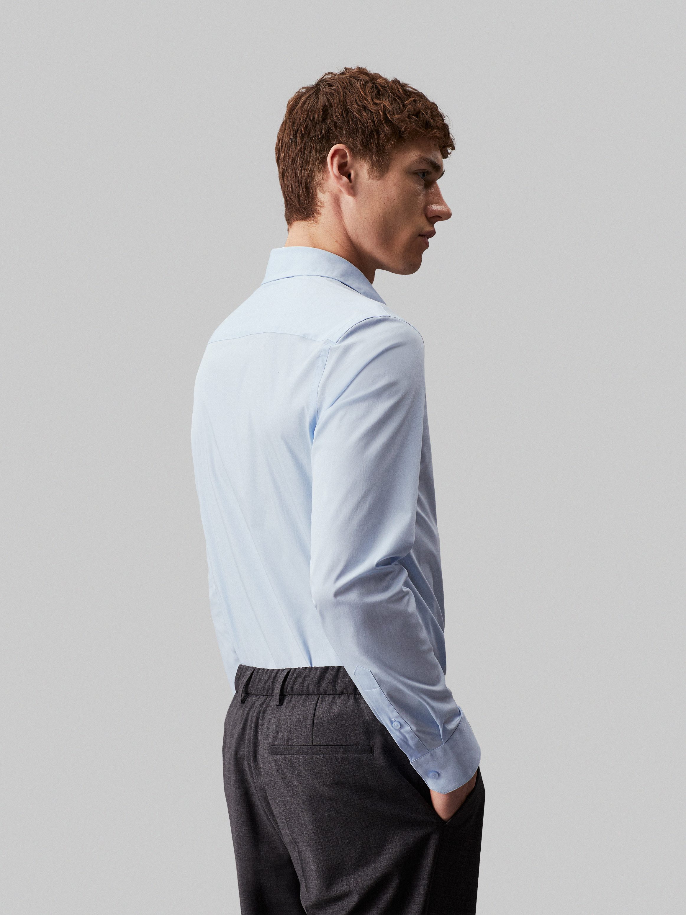 Calvin Klein Businessoverhemd STRETCH POPLIN SLIM SHIRT met calvin klein-logo op de borst