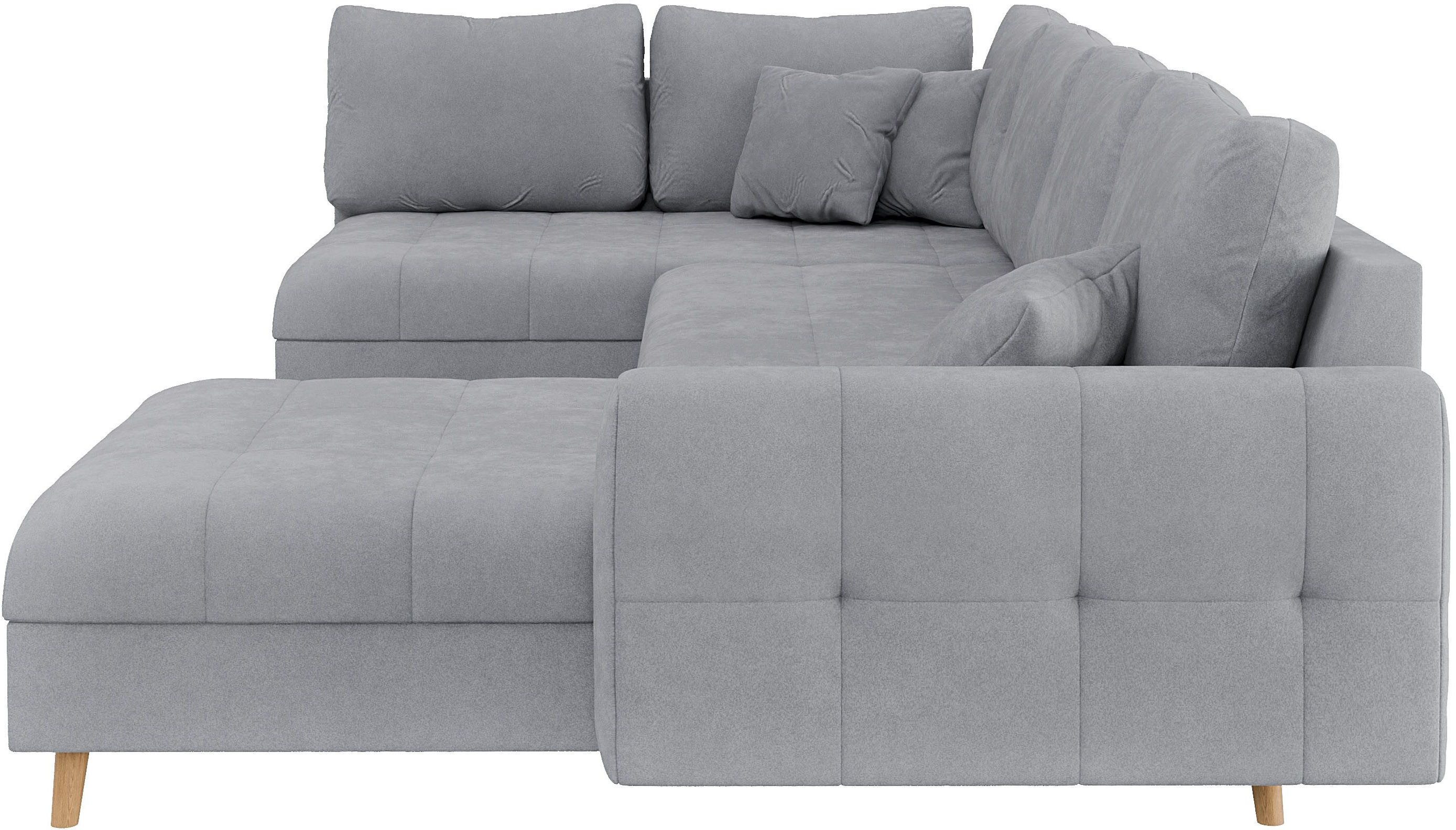 Home affaire Zithoek CHARRE U-vorm met ottomane, afmetingen B/D/H: 310/161/81 cm fijne stiksels, losse rug- en sierkussens, ook in cord en bouclé