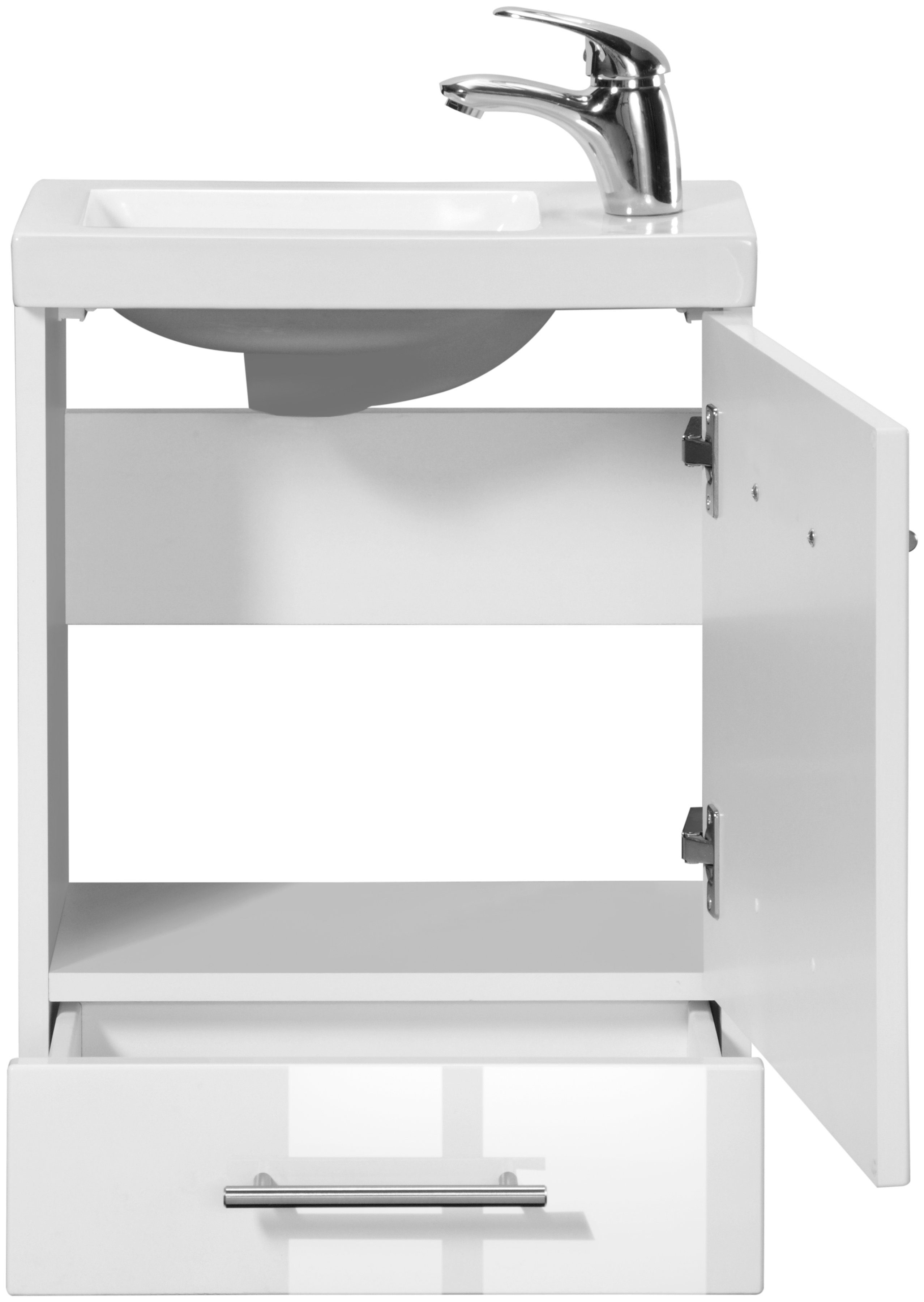 welltime Wastafelmeubel Trento, in verschillende designs en kleuren Badkamermeubel breedte 40 cm, gastenbadkamer SlimLine tweede toilet (set, 4-delig)