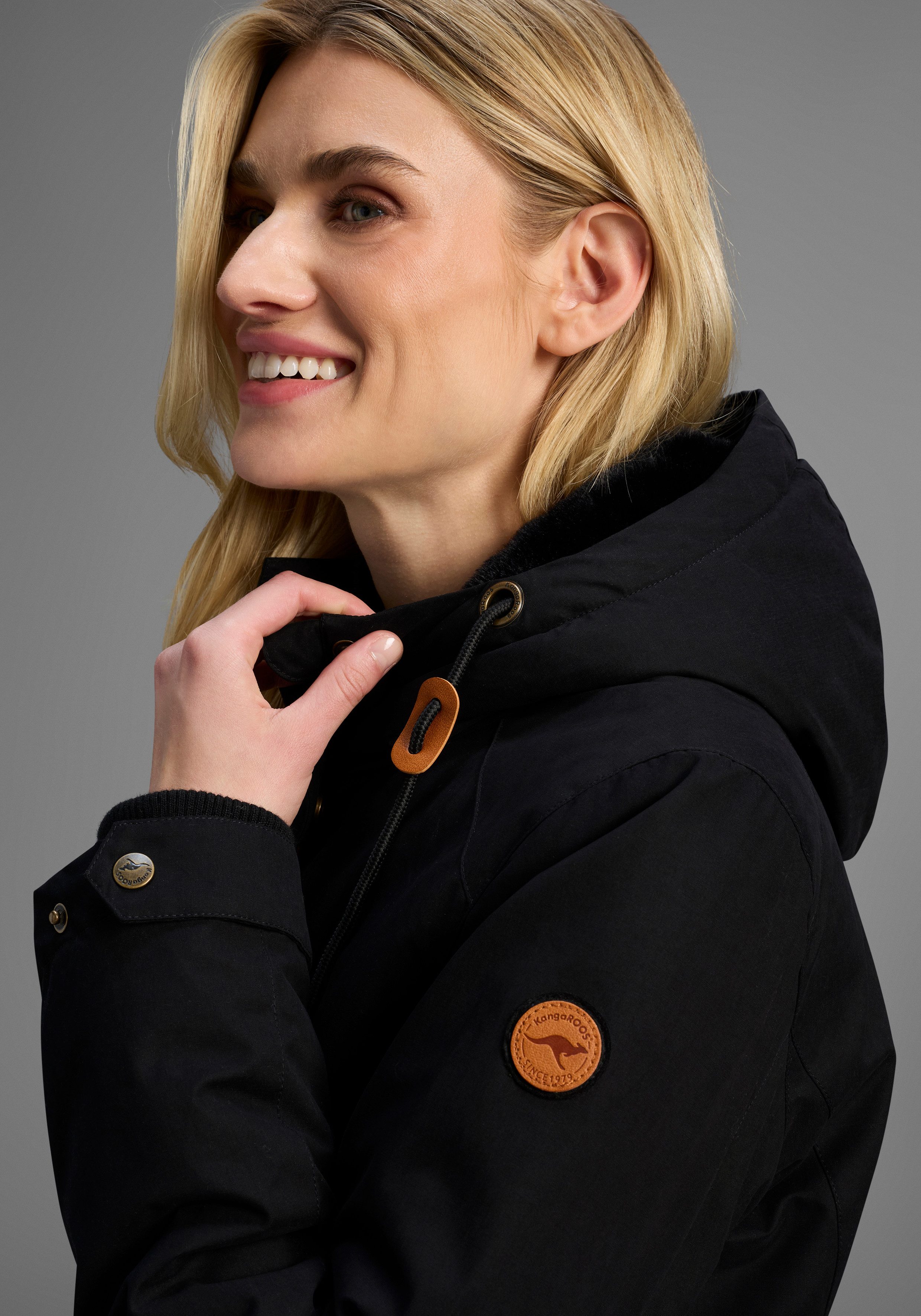 KangaROOS Parka met teddy imitatiebont gevoerd, winterjas