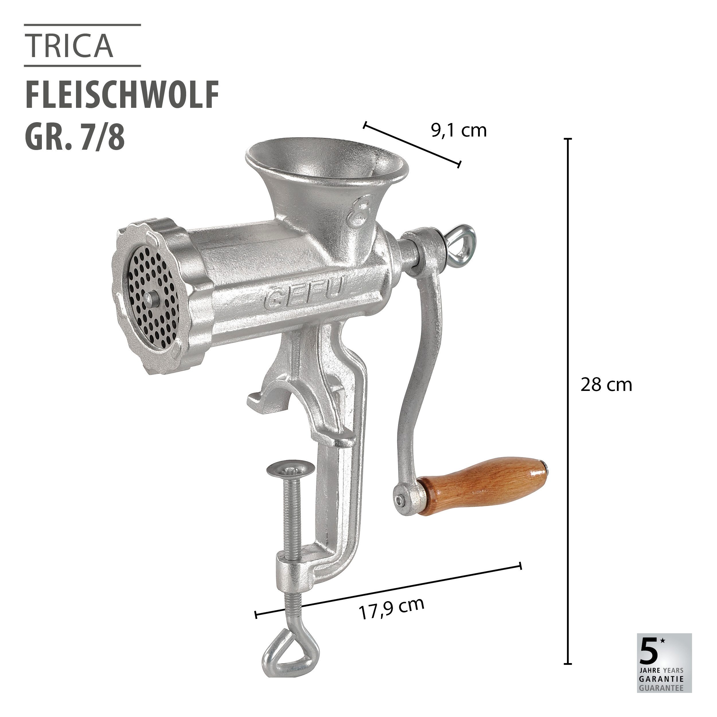 GEFU Vleesmolen TRICA ideaal voor het maken van gehakt en tartaar