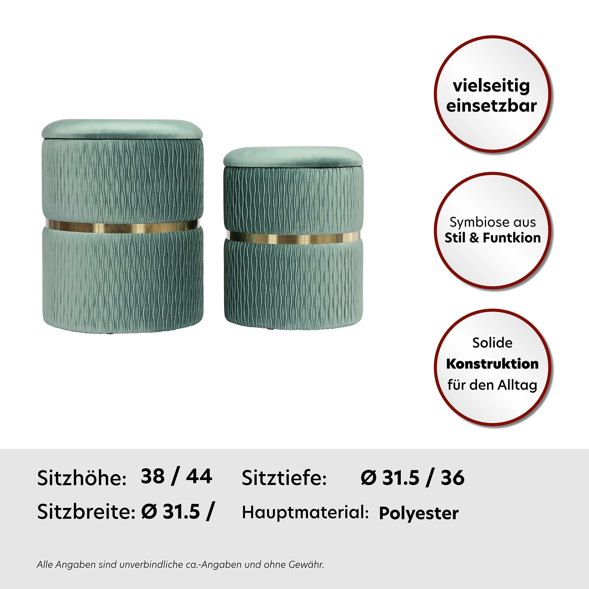 Kayoom Hocker Kruk Zora 425 2-delige set, praktische en verborgen opbergruimte (set, 2 stuks)