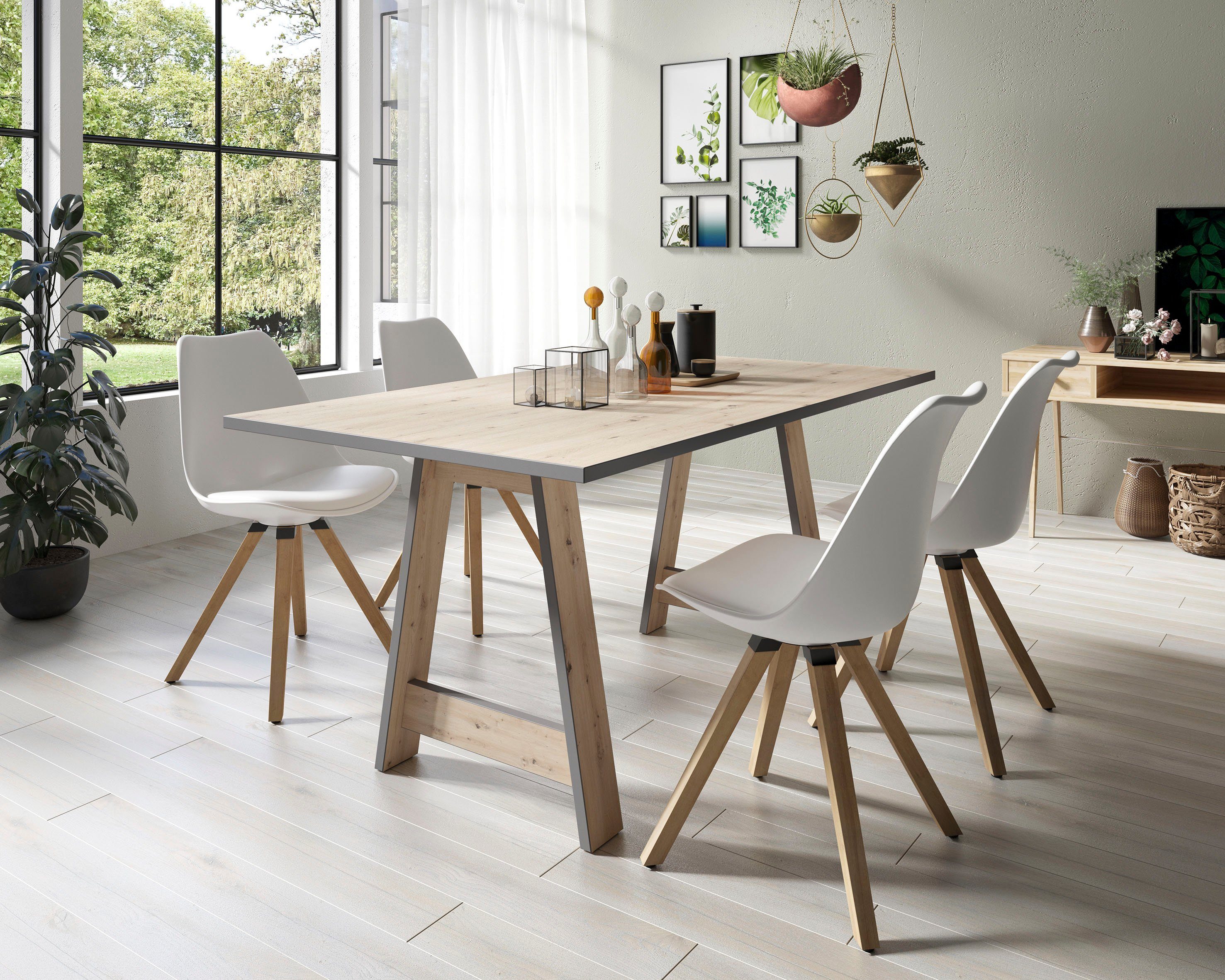 Homexperts Eetkamerstoel Kaja Kuipzitting met zitkussen in imitatieleer (set, 2 stuks)