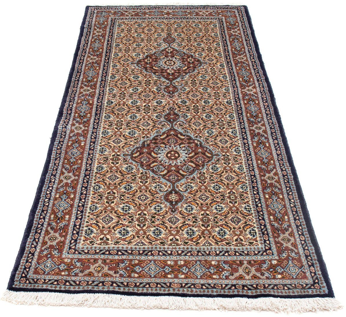 morgenland Hoogpolige loper Moud sterk gedessineerd beige 195 x 80 cm Handgeknoopt