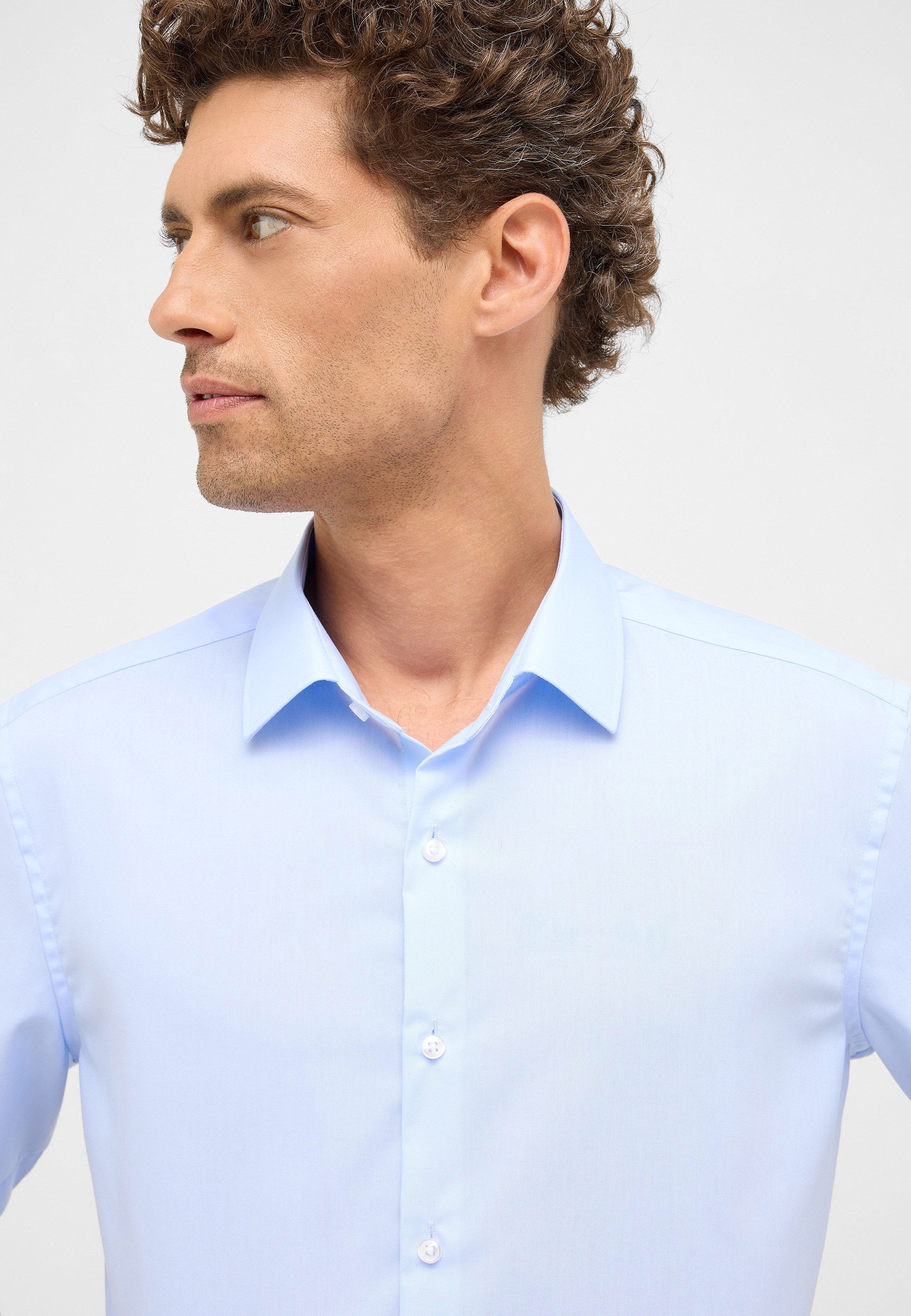 Eterna Overhemd met korte mouwen Slim fit NON IRON (strijkvrij)