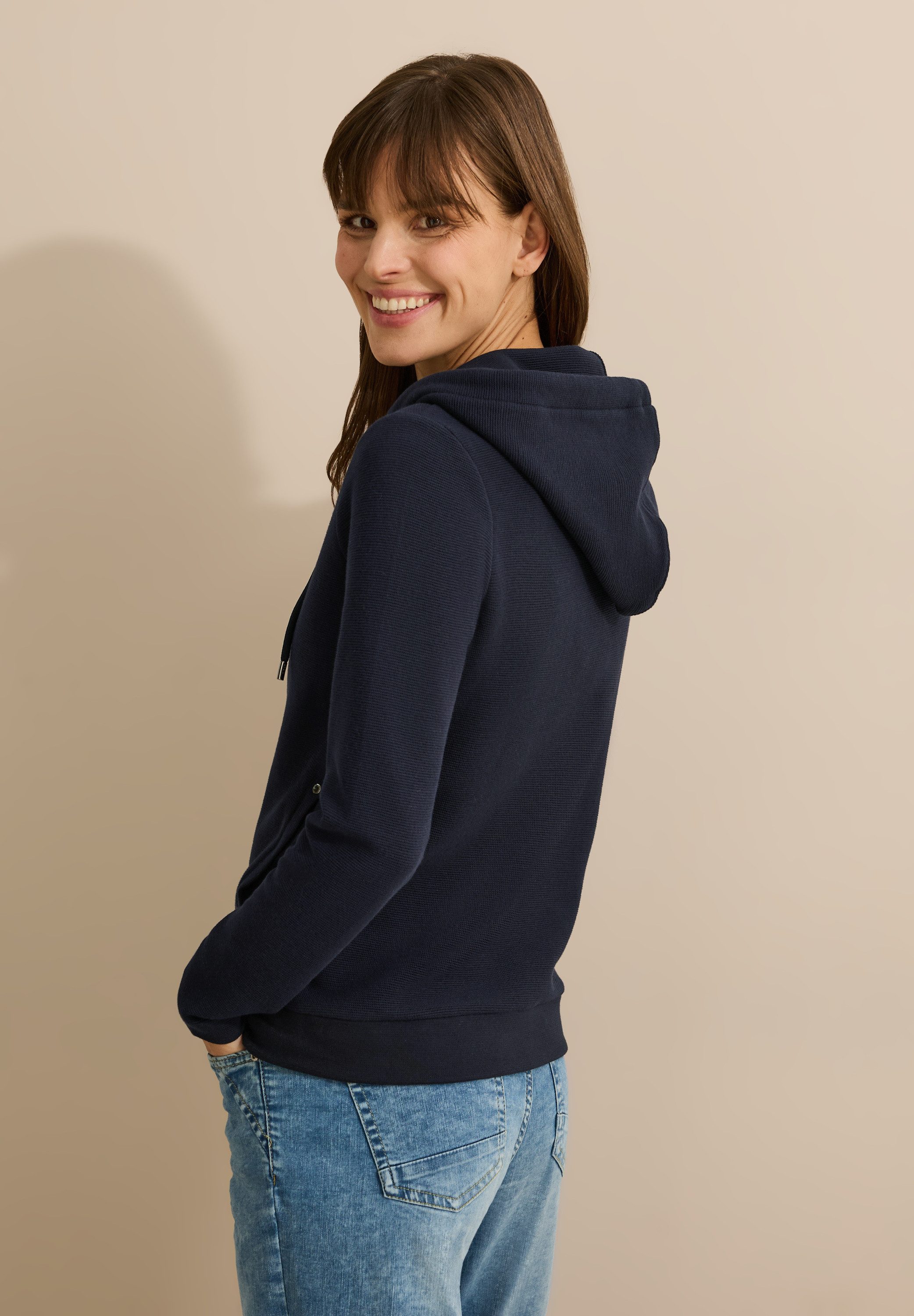 Cecil Capuchonsweatvest capuchon met rijgkoord
