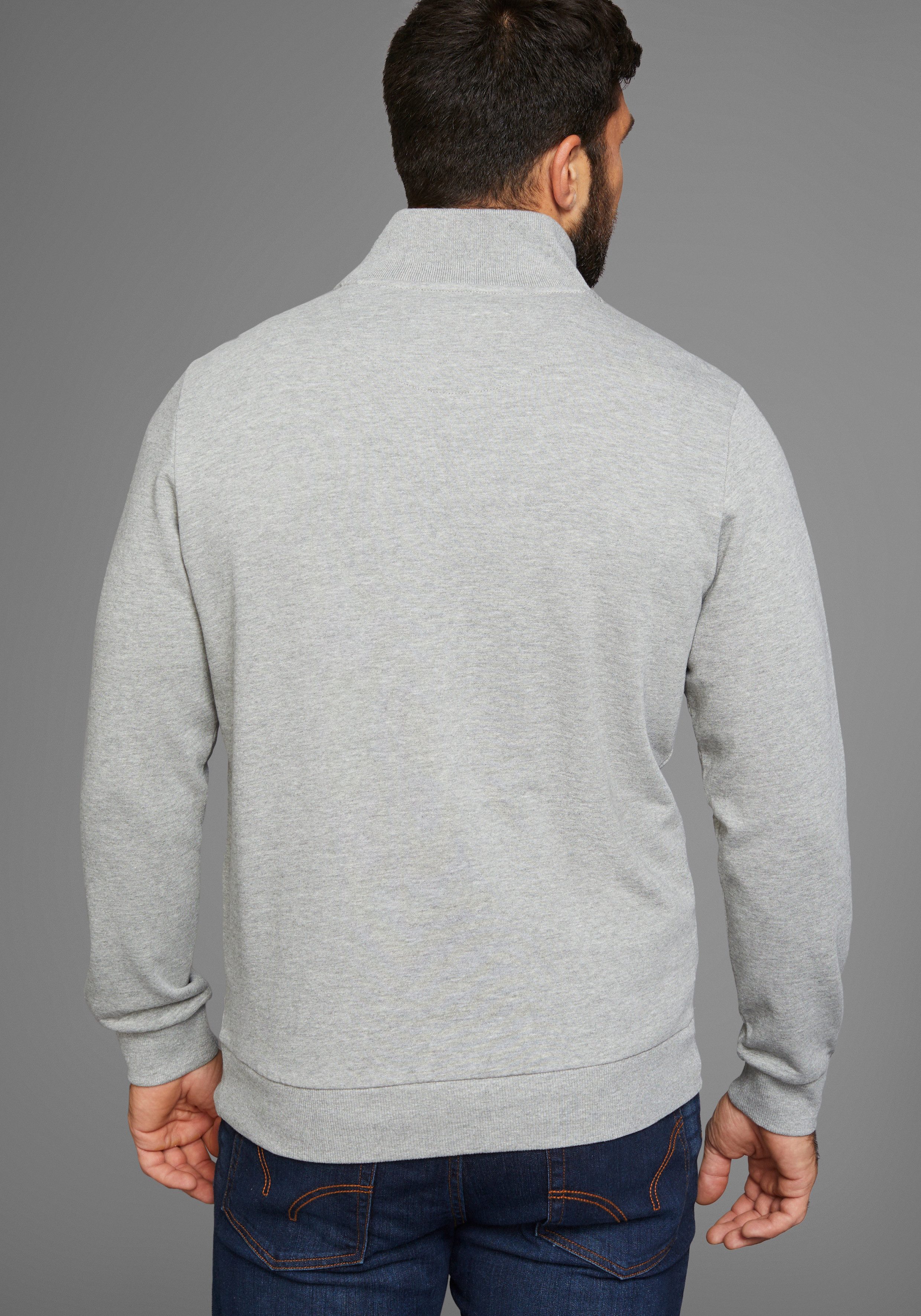 DELMAO Sweatshirt met henley-kraag en zijzakken - nieuwe collectie