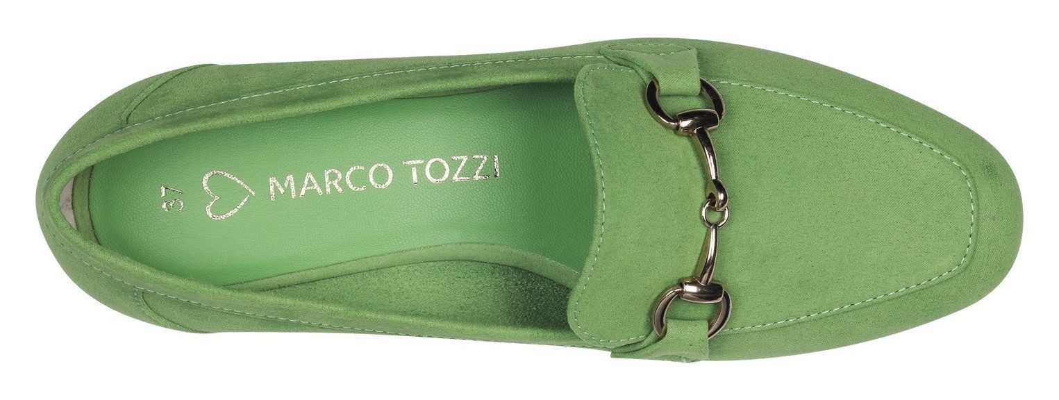 Marco Tozzi Instappers , blokhak, loafer, businessschoen met siergesp