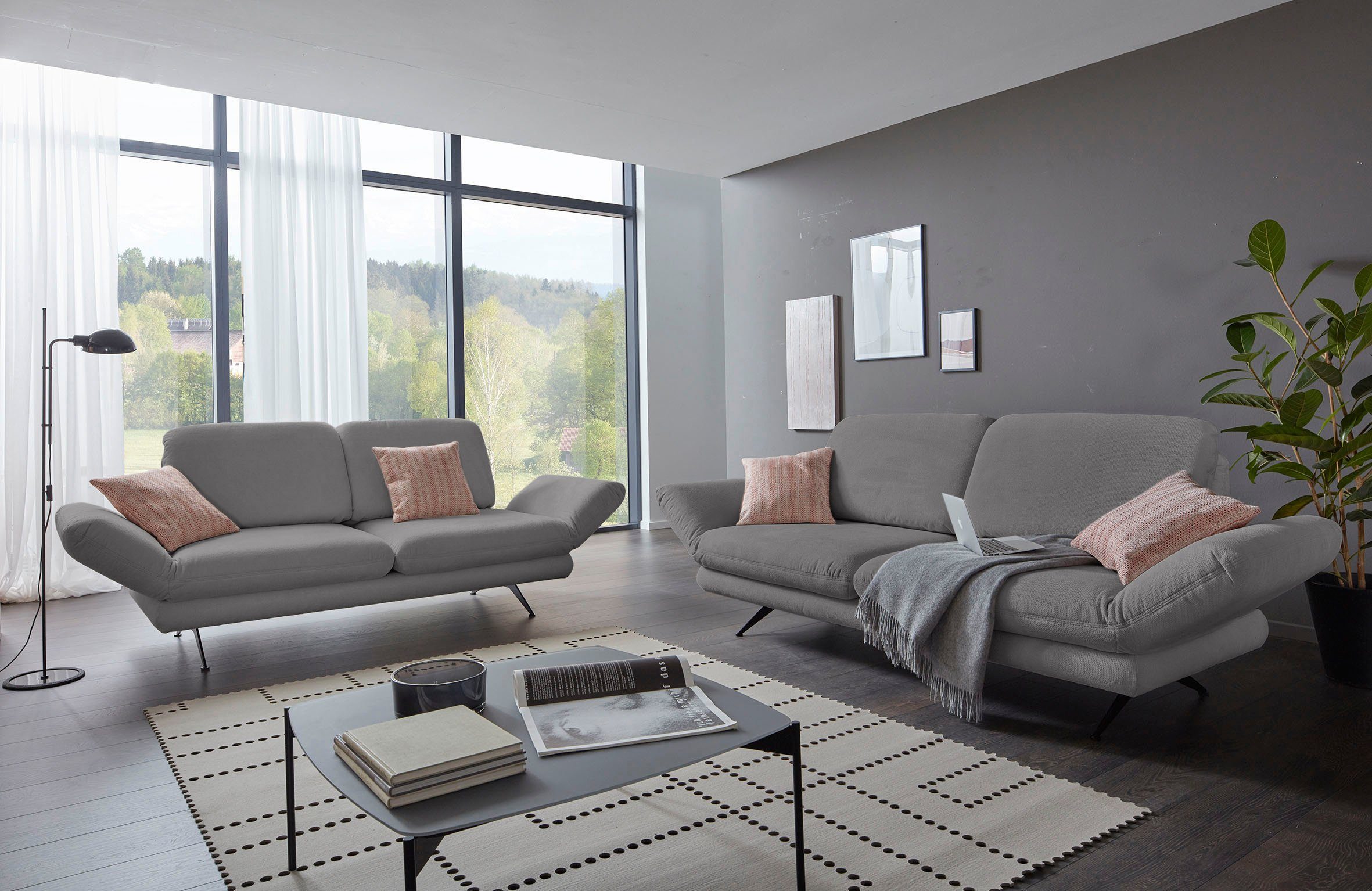 Places of Style 2,5-zitsbank Saletto modern design met armleuning met functie, naar keuze met verstelbare rugleuning