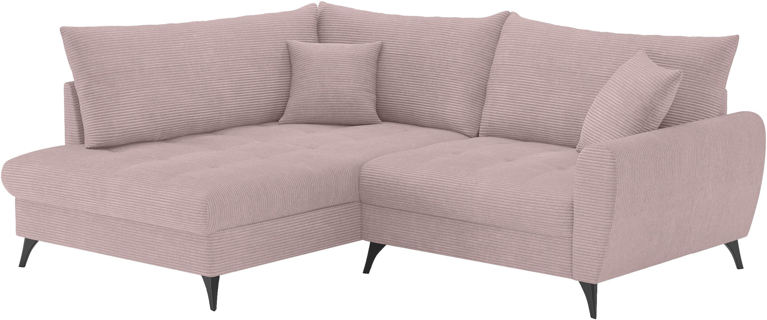 Mr. Couch Hoekbank Blackburn II, L-vorm Met koudschuimvering tot 140 kg belastbaar roze, hoekbanken, Ottomane links