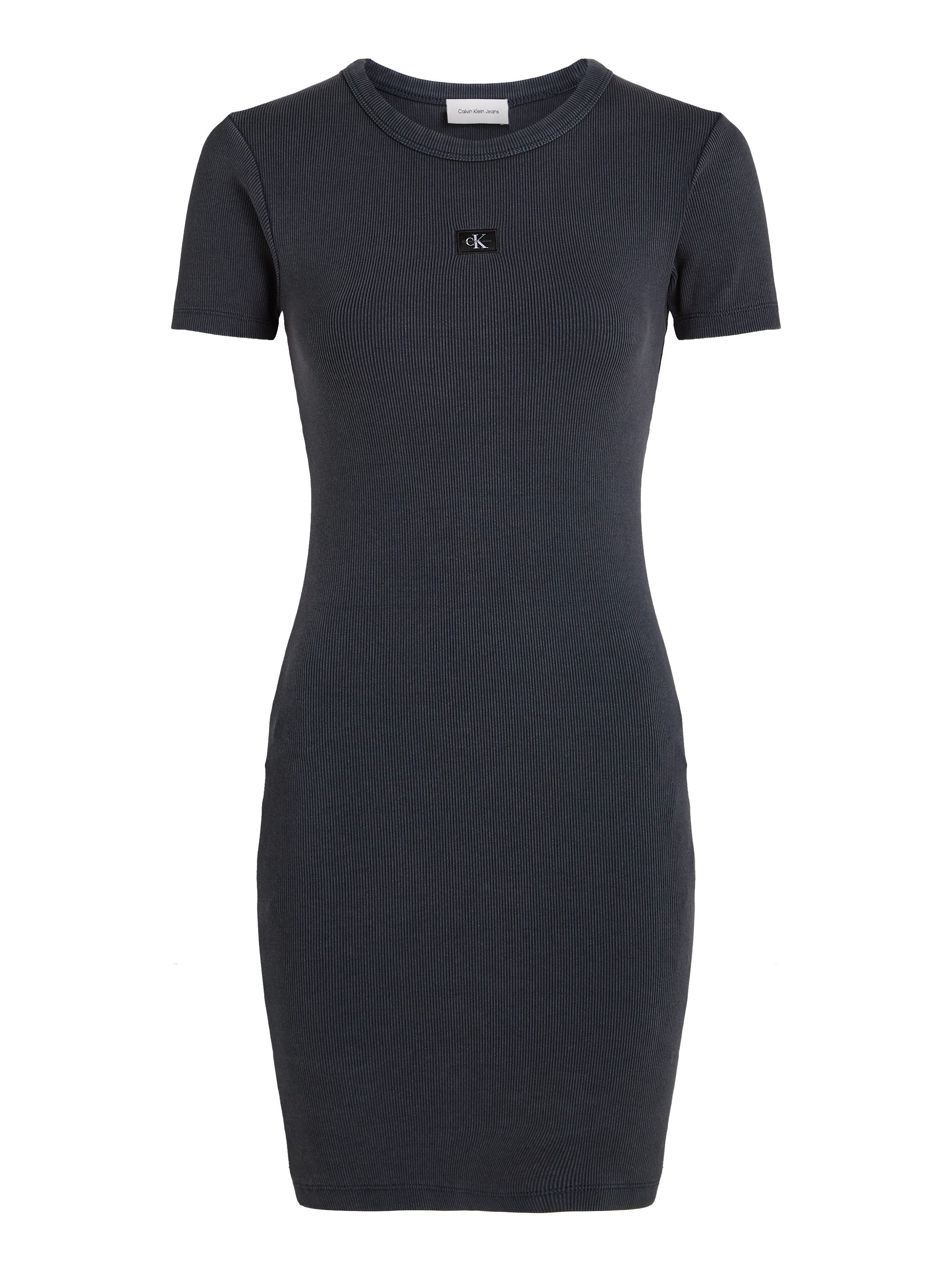Calvin Klein Shirtjurk WASHED WOVEN LABEL RIB DRESS