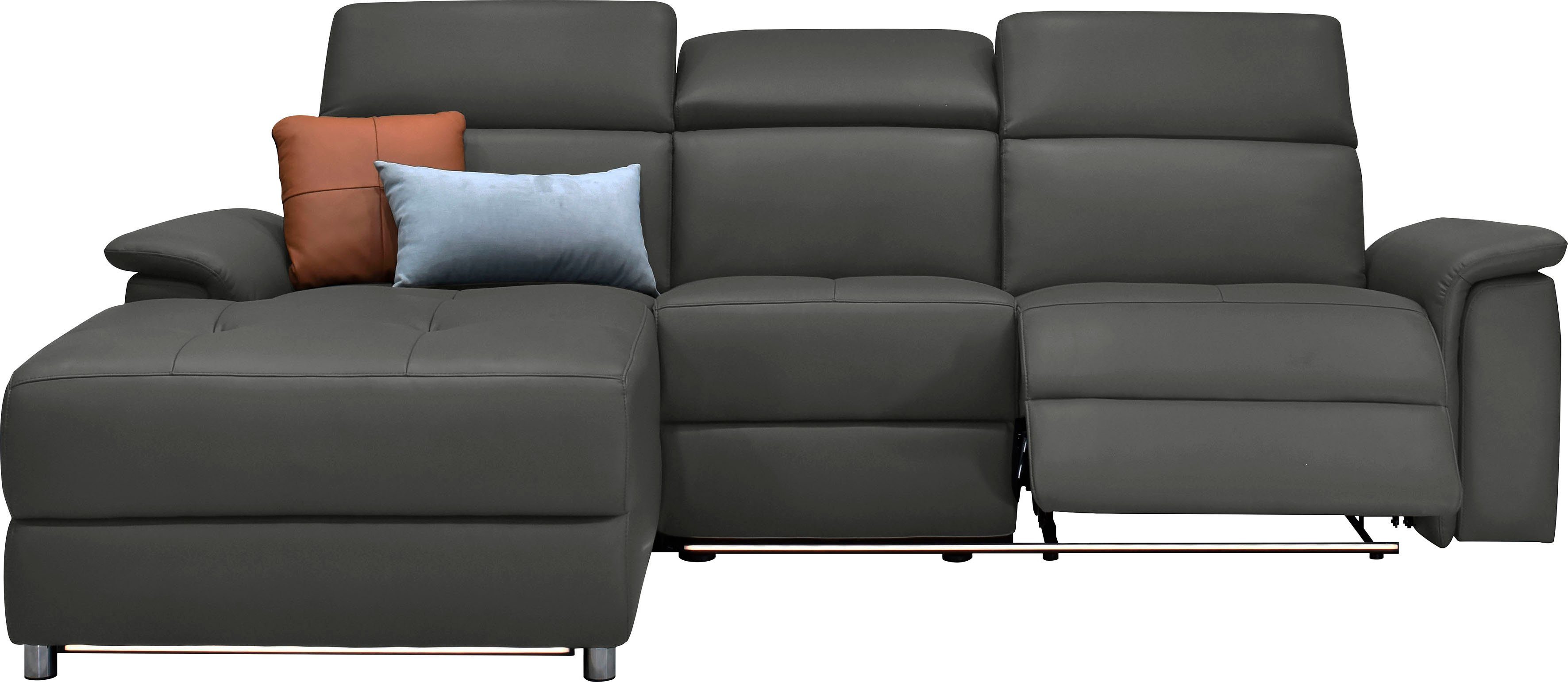 Places of Style Hoekbank Pareli, L-model, 259 cm, met récamier, echt leer, imitatieleer, weefstof