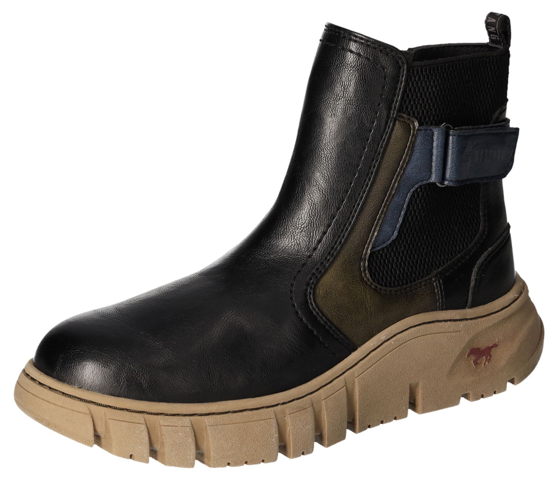 Mustang Shoes Winterlaarzen enkellaars instaplaarzen plateausool met stretchinzet