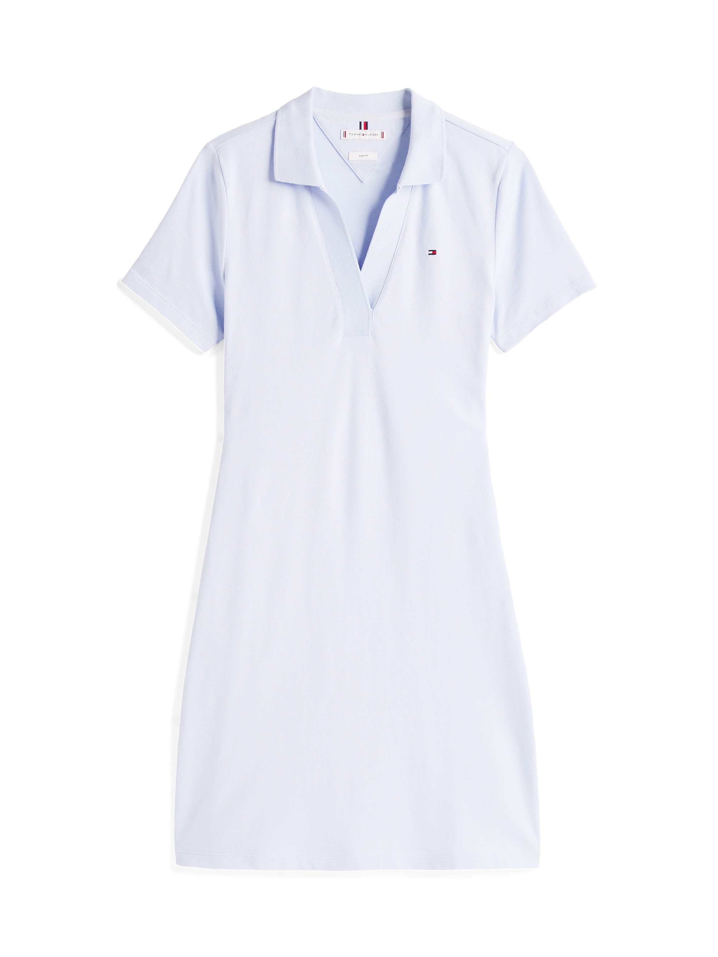Tommy Hilfiger Polojurk SLIM OPEN NK POLO DRESS SS met geborduurde tommy hilfiger vlag