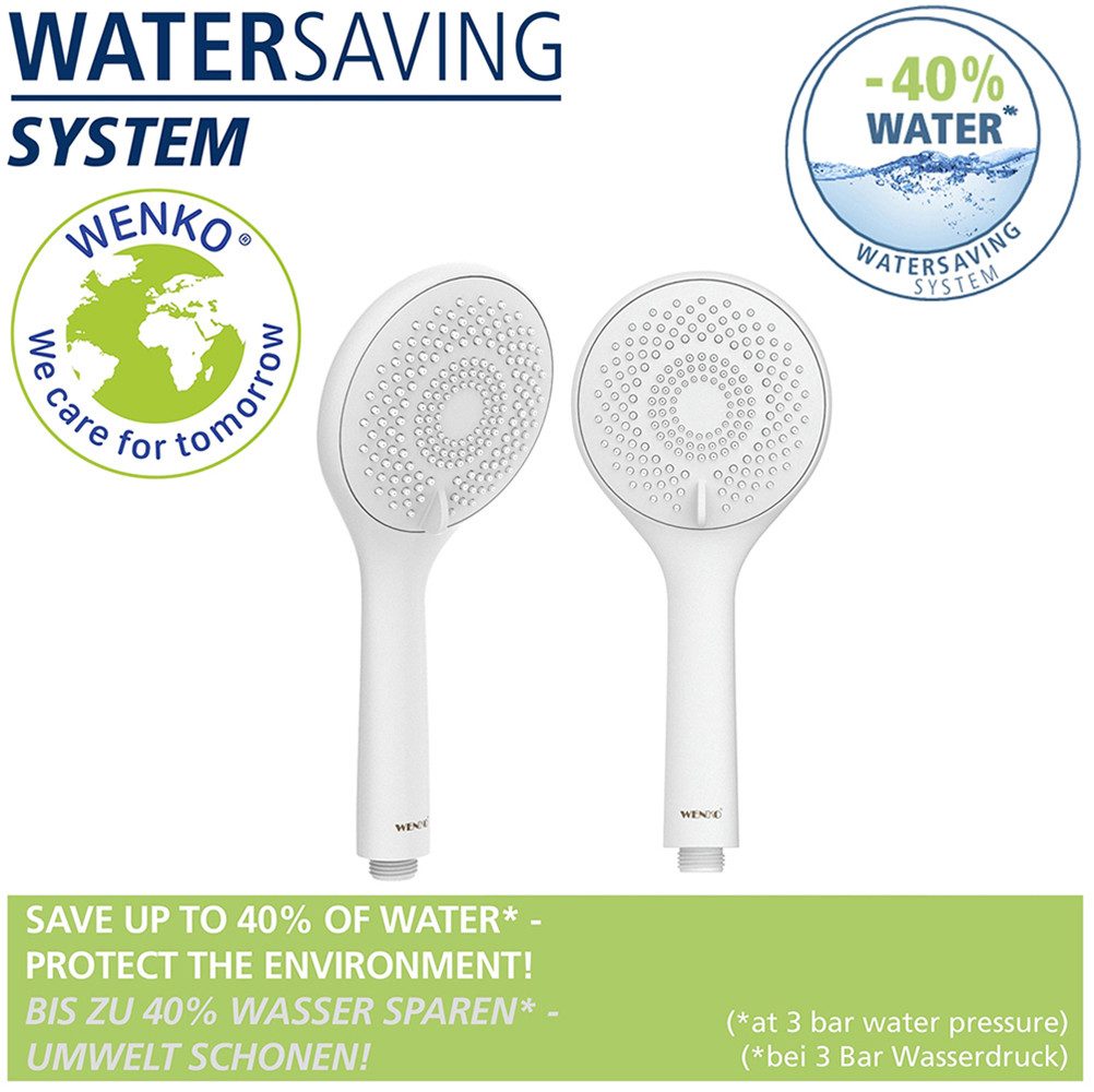 WENKO Slang en handdouche Model watersparend Douchebuis met houder, handdouche & douche slang, waterbesparend (set, 6-delig)