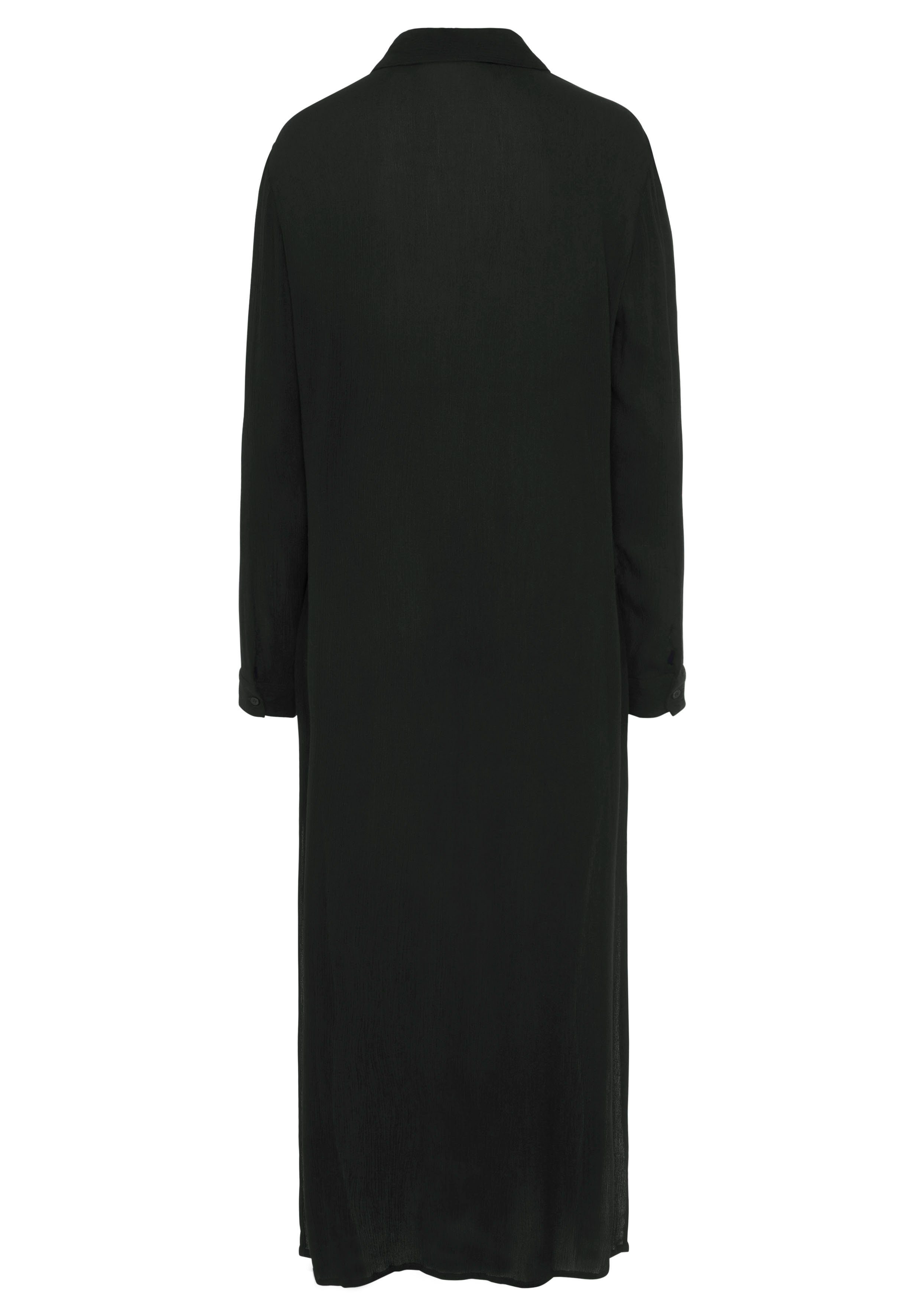 Lascana Jurk met overhemdkraag gemaakt van crêpe viscose, maxi jurk met split, zomerjurk