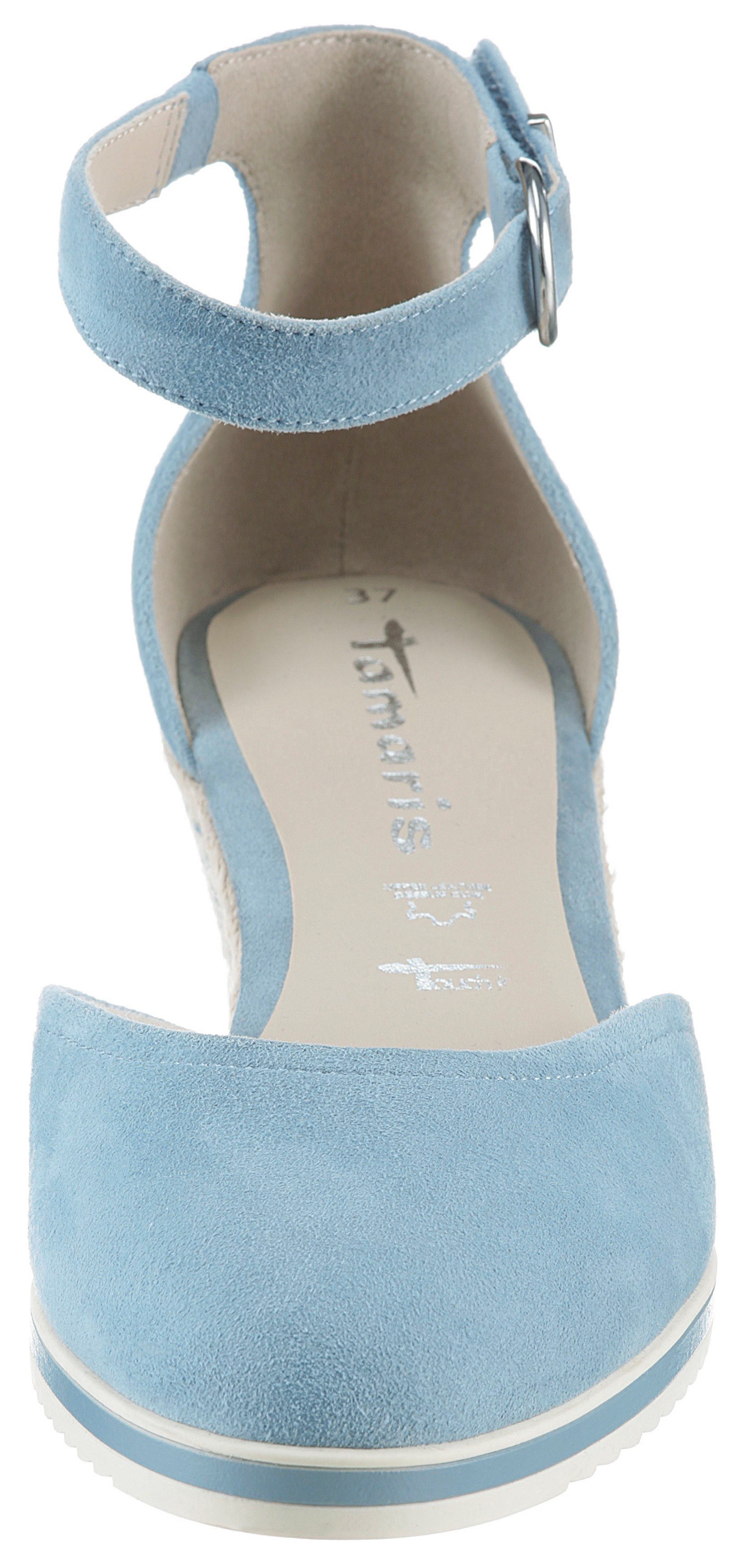 Tamaris Pumps met sleehak , sleehak, instapschoen, riemzandan met modieuze jute-afwerking