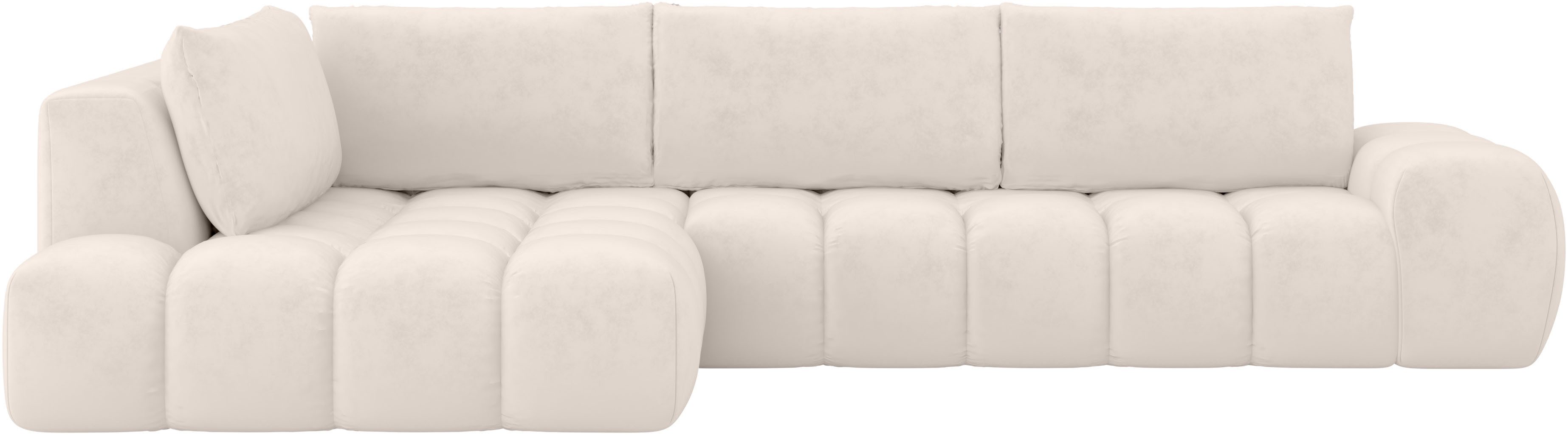 INOSIGN Hoekbank AZITA designsofa, elegant en comfortabel L-vorm, bubbel-look losse rugkussens, droomachtige stiksels, afmetingen b/d/h: 352/210/72 cm