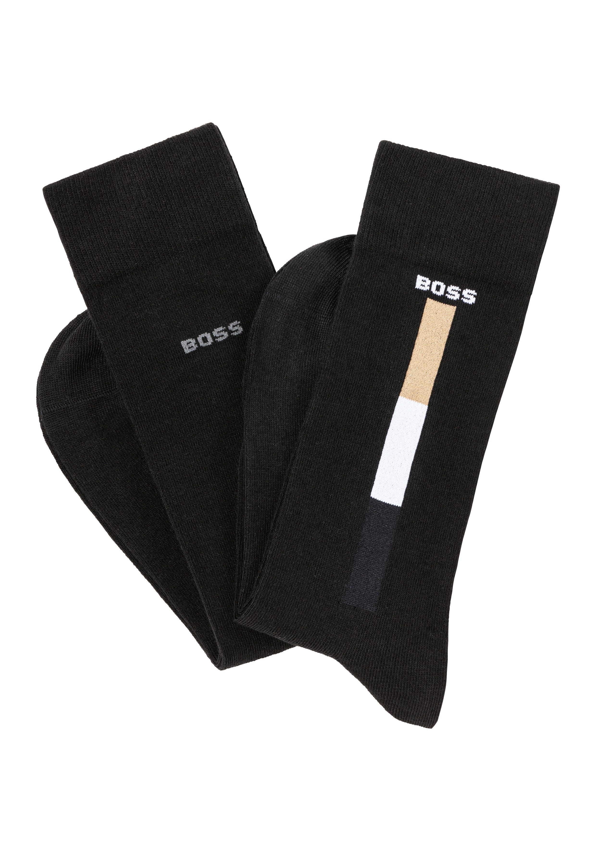 BOSS Business-sokken met contrastinzetten (set, 2 paar) heren sokken maat 39-42 zwart