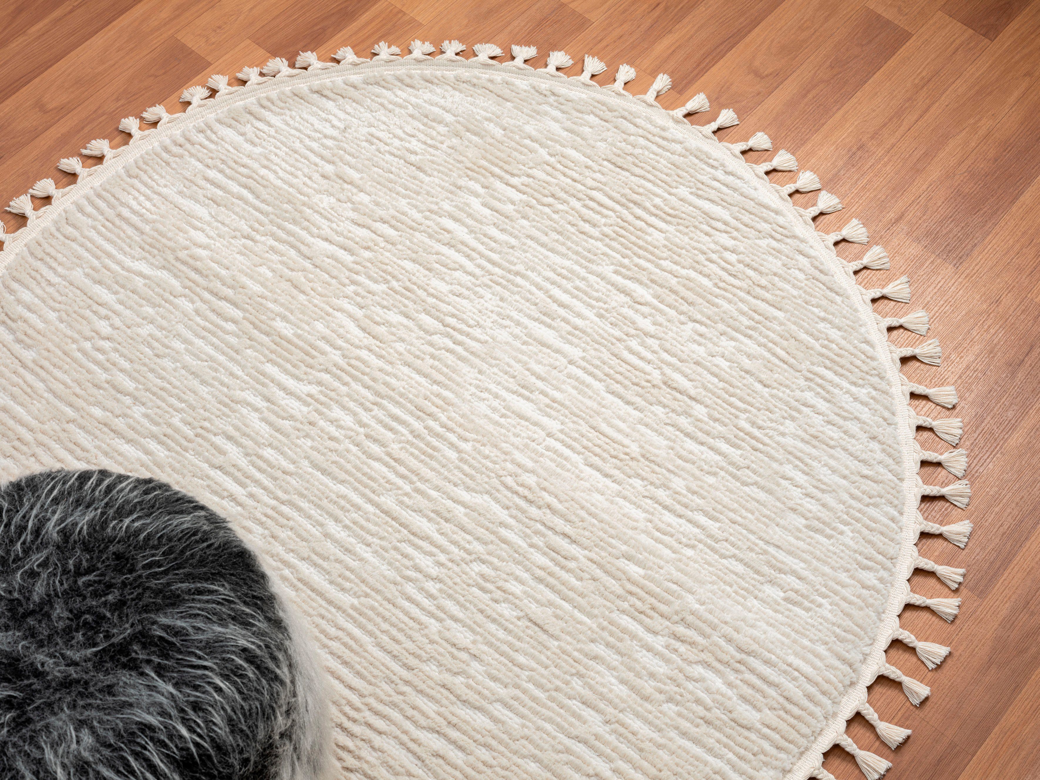 Myflair Möbel & Accessoires Hoogpolig vloerkleed Moroccan Pureness moderne tapijt, uni-kleuren, zacht door hoogpolig, met franjes