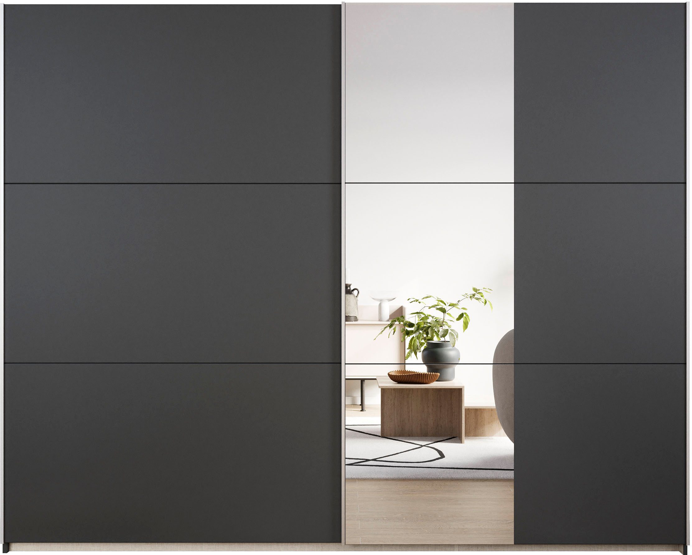 rauch Zweefdeurkast Kledingkast draaideurkast kast garderobe KRONACH TOPSELLER met spiegel en veel opbergruimte, metalen greepstrips, made in germany