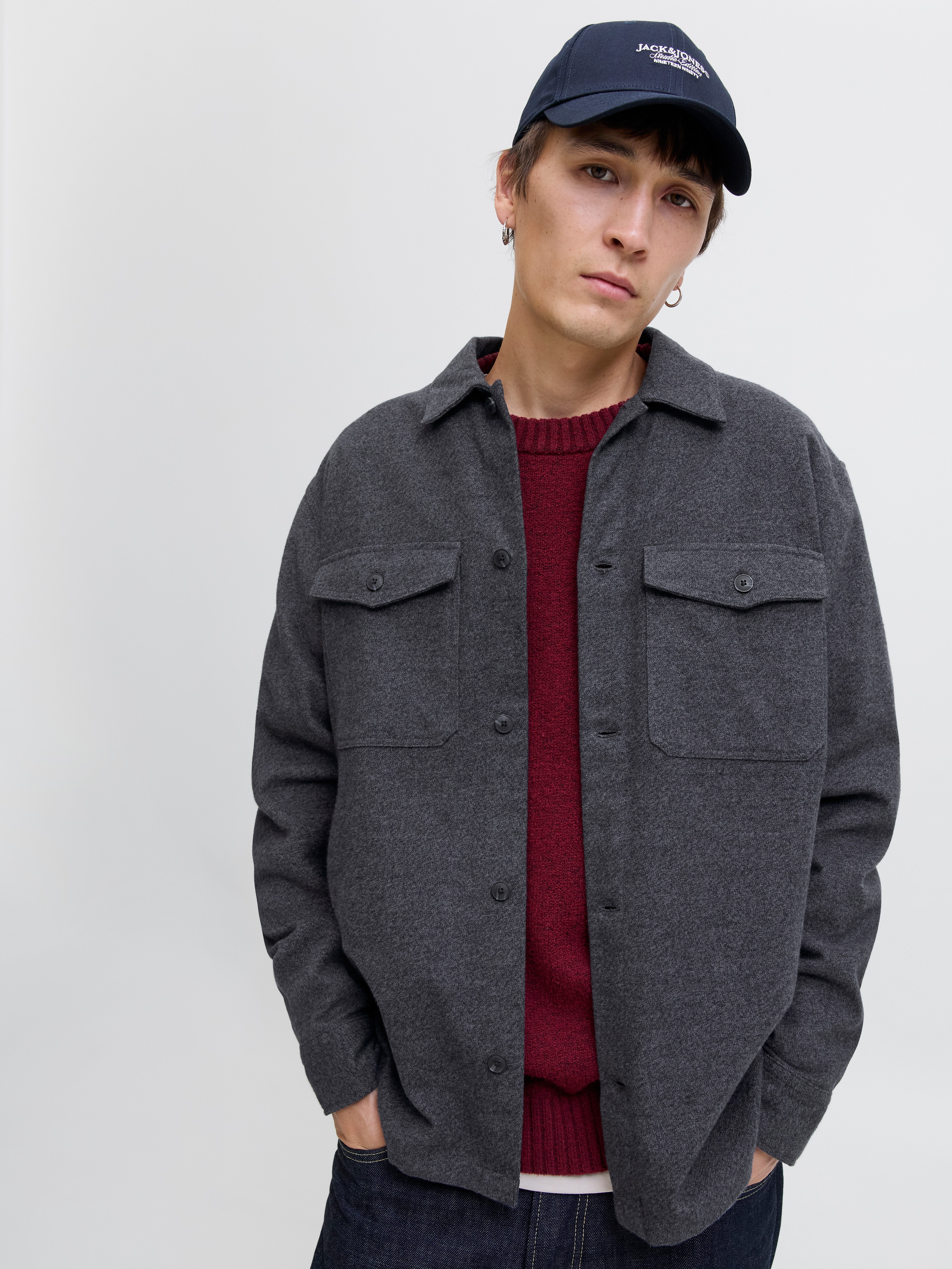 Jack & Jones Overhemd met lange mouwen JJEPERFECT MELANGE OVERSHIRT LS SN