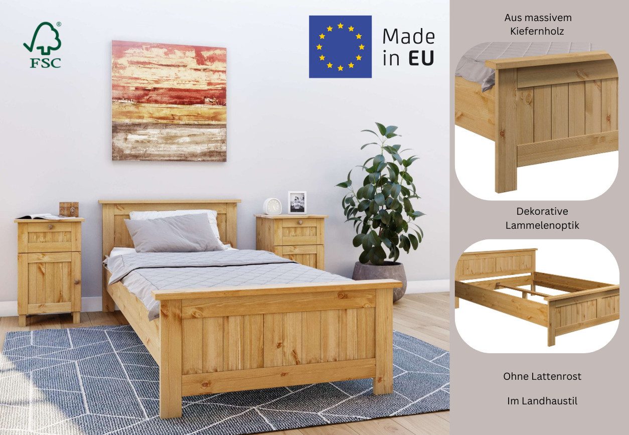 Home affaire Massief houten ledikant Juventus, Bed, Massiefhouten bed, Houten bed, Bedframe