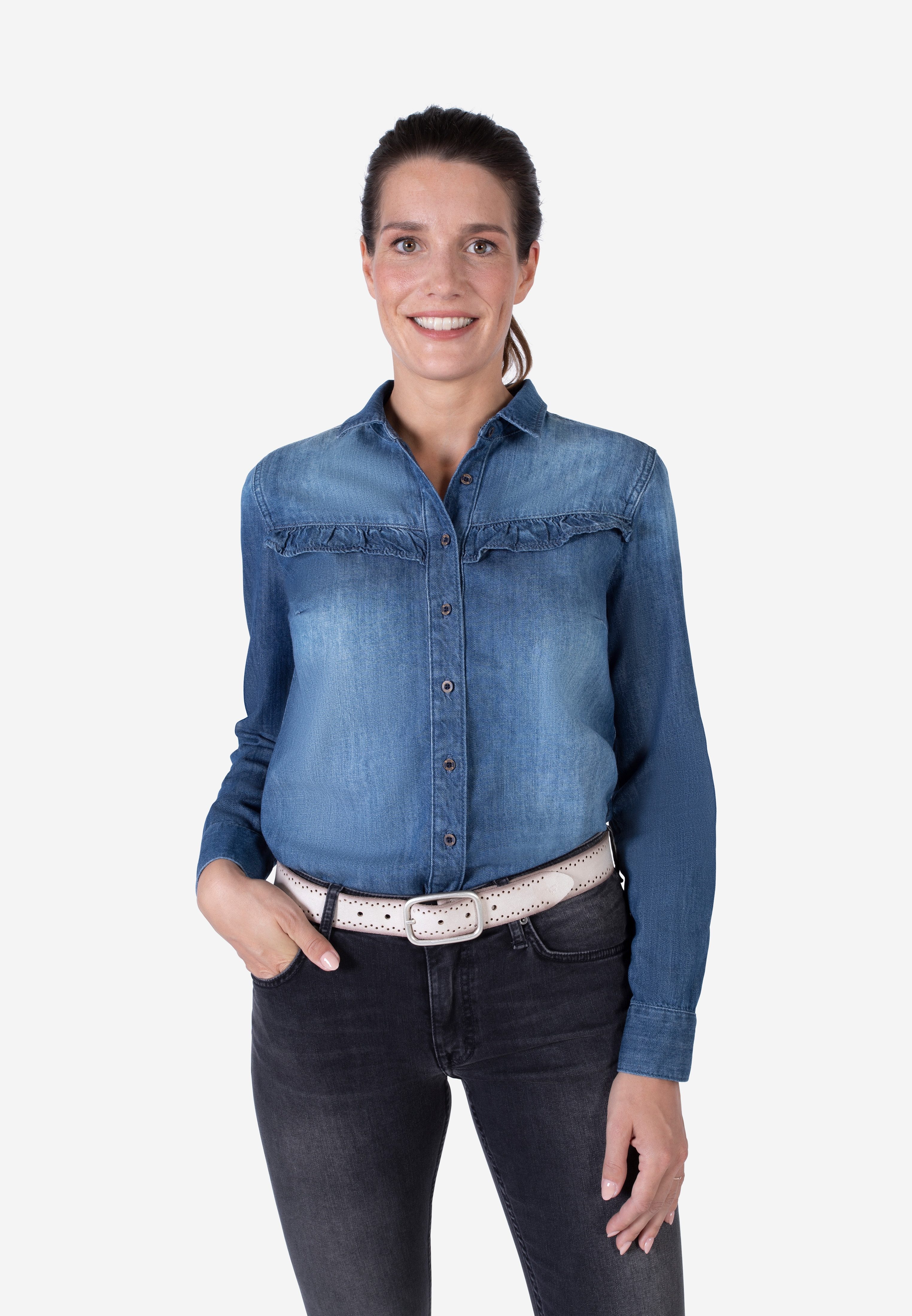 MUSTANG Leren riem Robuust, geperforeerd rundleer met perforatie, 3,5 cm