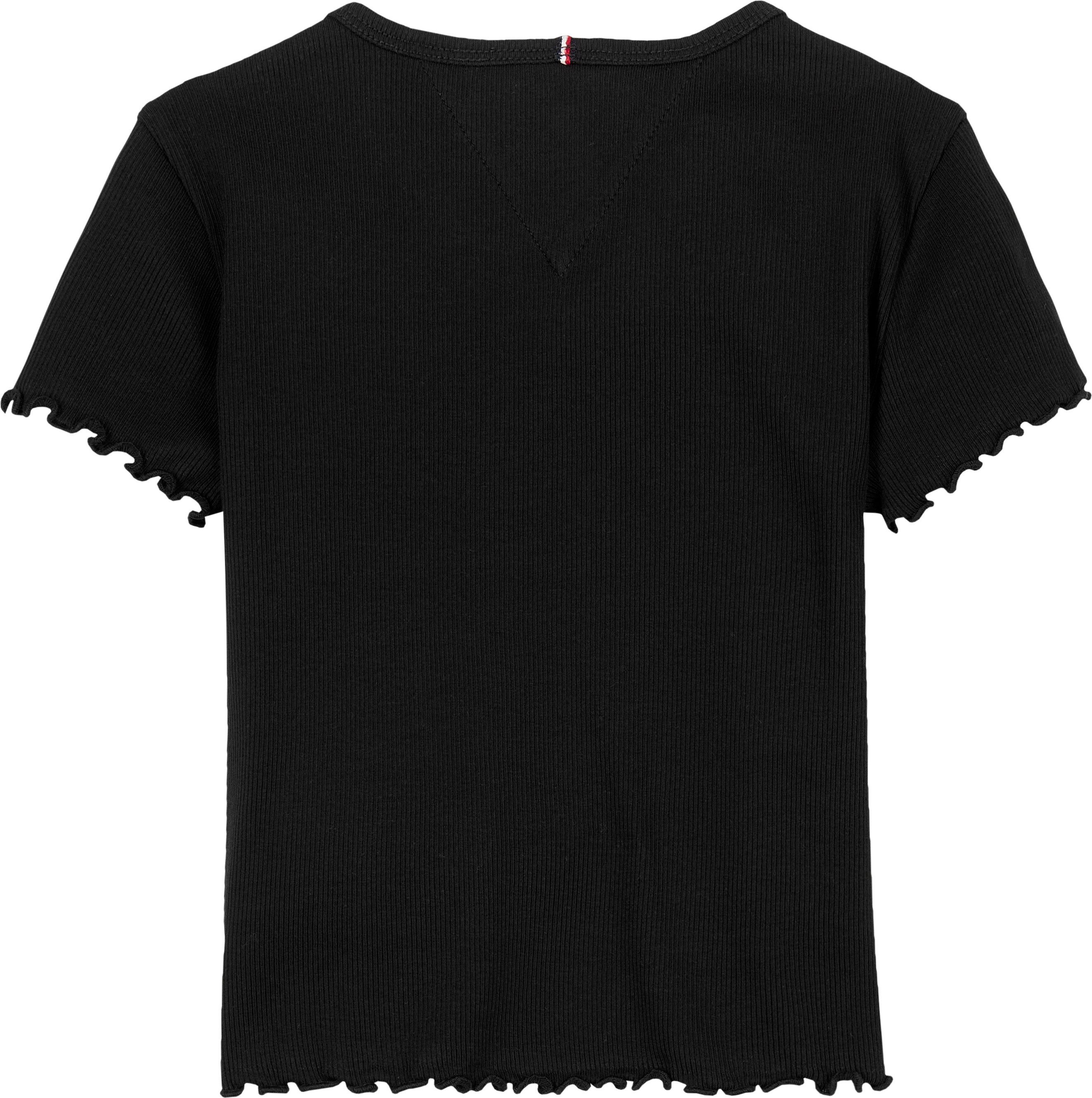 Tommy Hilfiger T-shirt ESSENTIAL RIB TOP SS met babylock-randen, met logo-borduursel