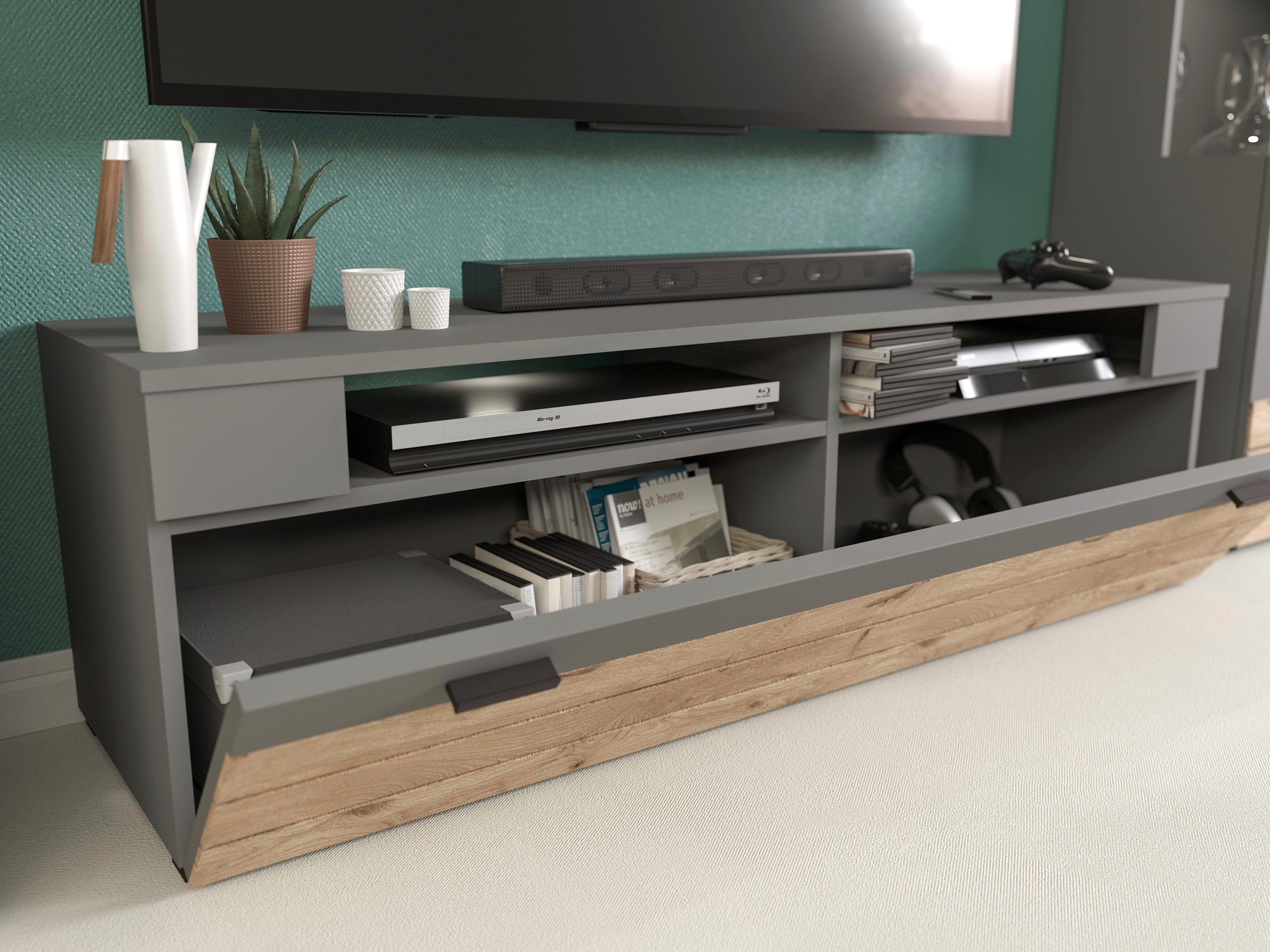INOSIGN Wandmeubel Aalborg, breedte 290 cm, 2-kleurig, metalen handgrepen, 4-delig, bestaande uit: (4-delig)