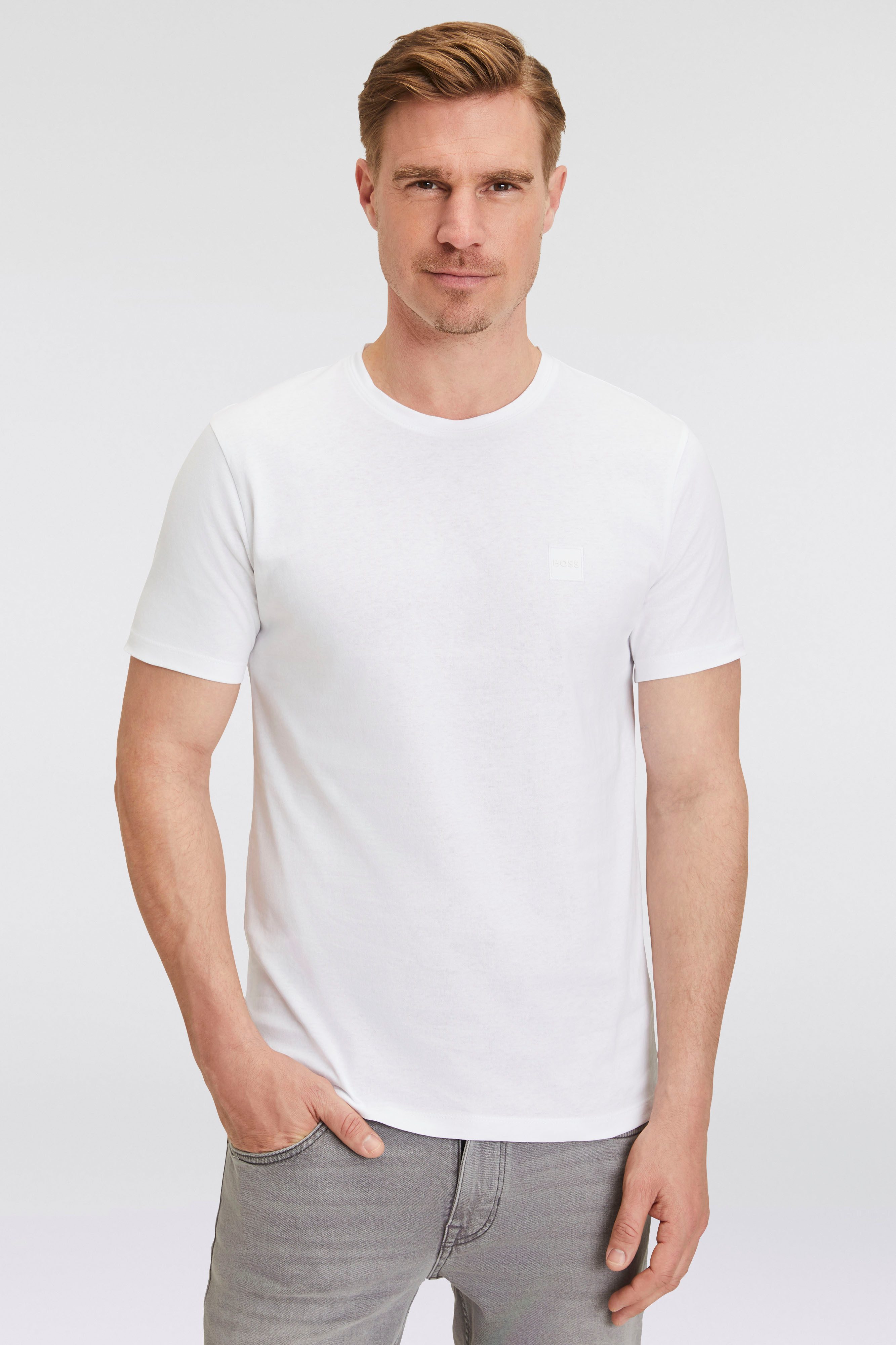 Boss Orange T-shirt Tales met boss-borduursel op de borst