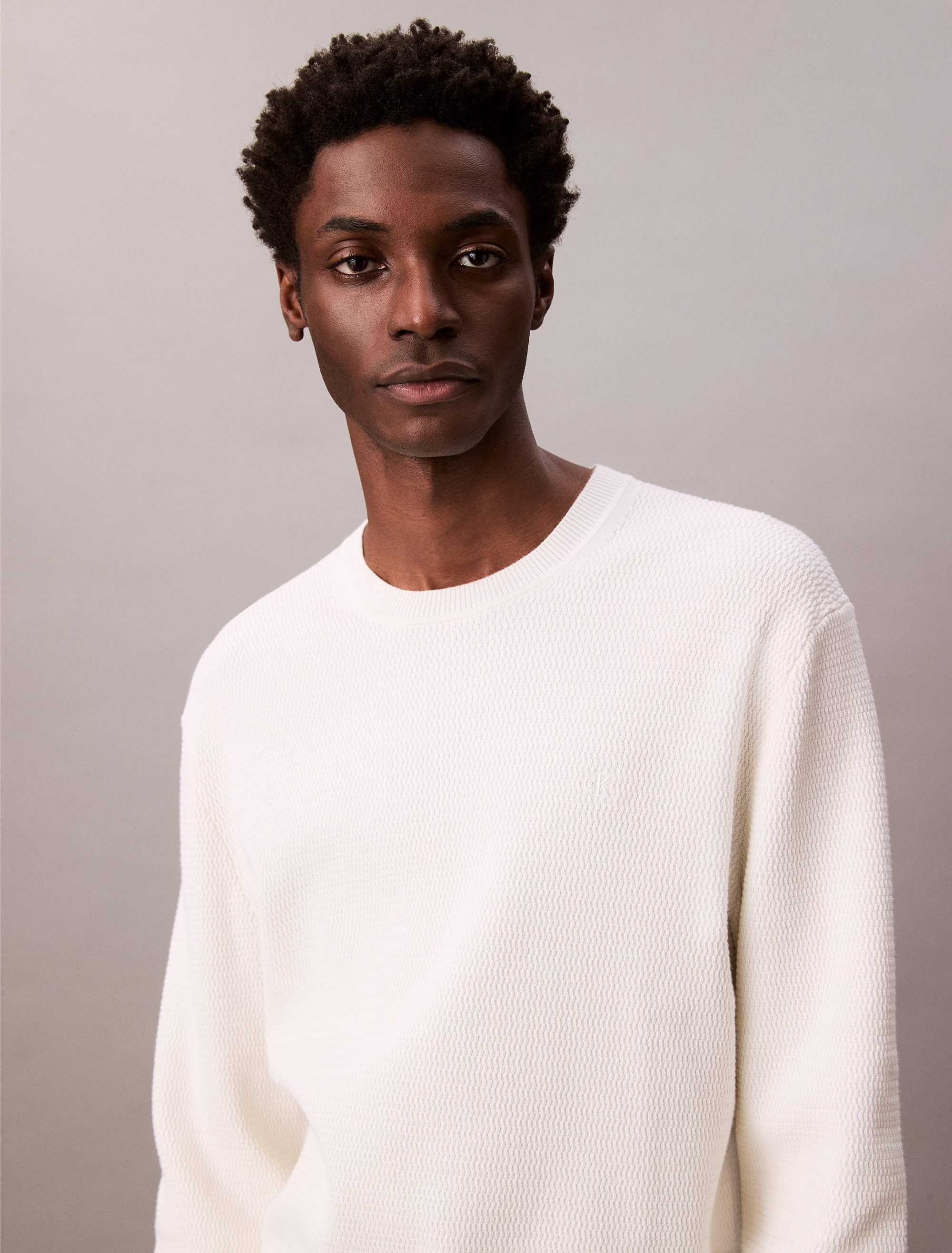 Calvin Klein Gebreide trui LS TXTR CTTN CRWNK S