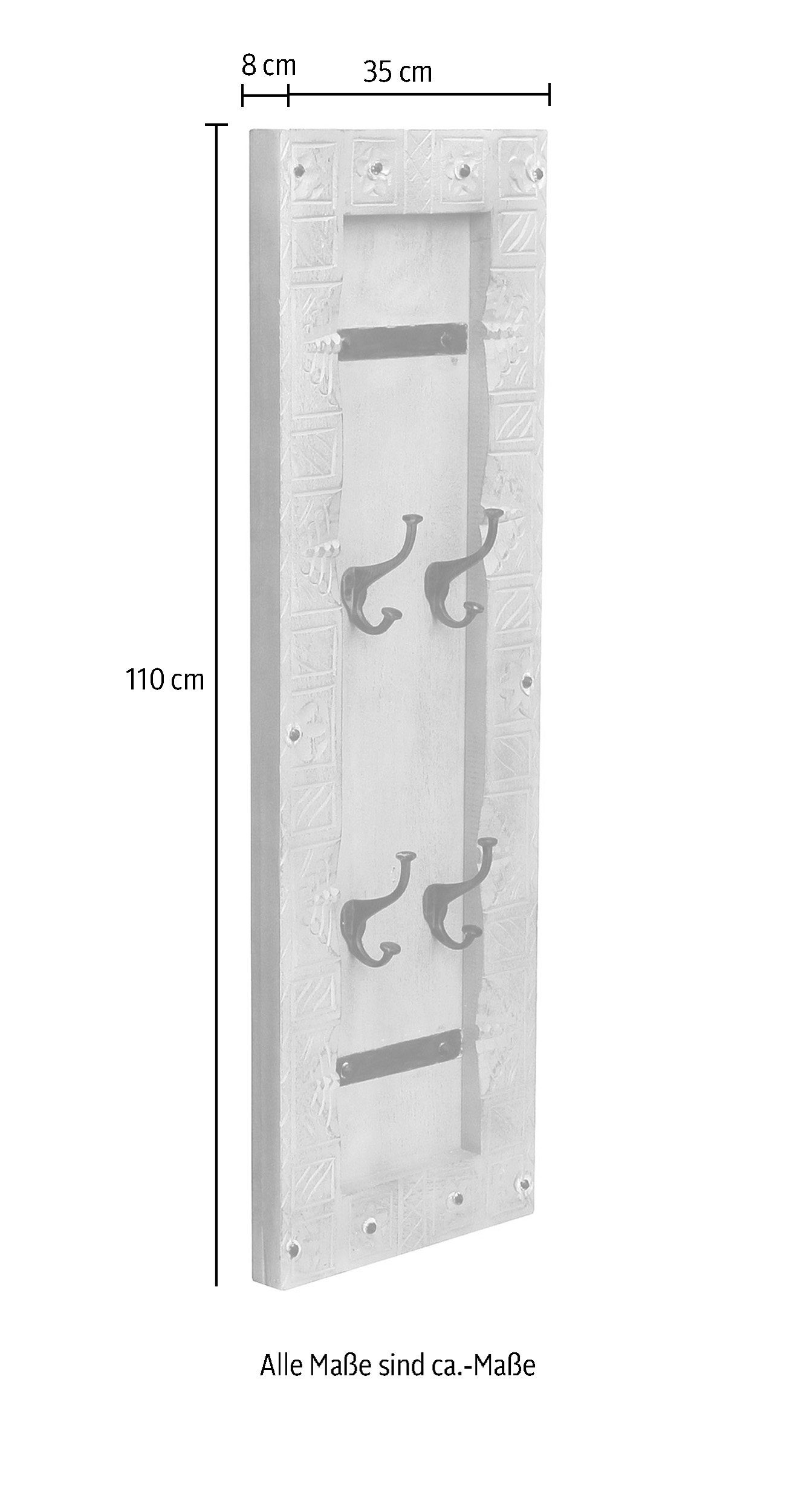 SIT Halmeubelset Front met ingewikkelde houtsnijwerk, ringgrepen & beslag van metaal (set, 6-delig)