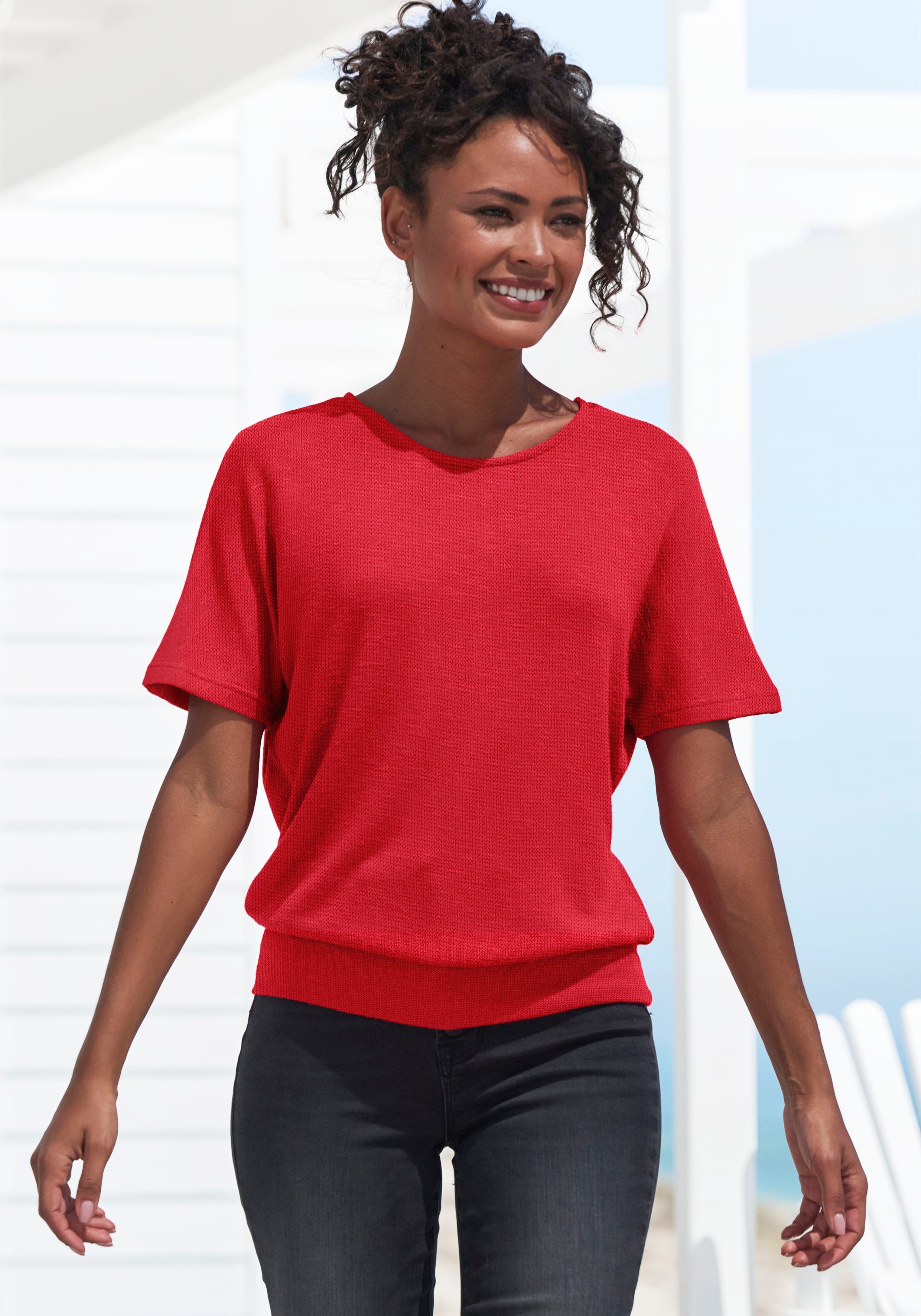 Vivance Shirt met korte mouwen Met brede tailleband van zacht viscose-fijntricot