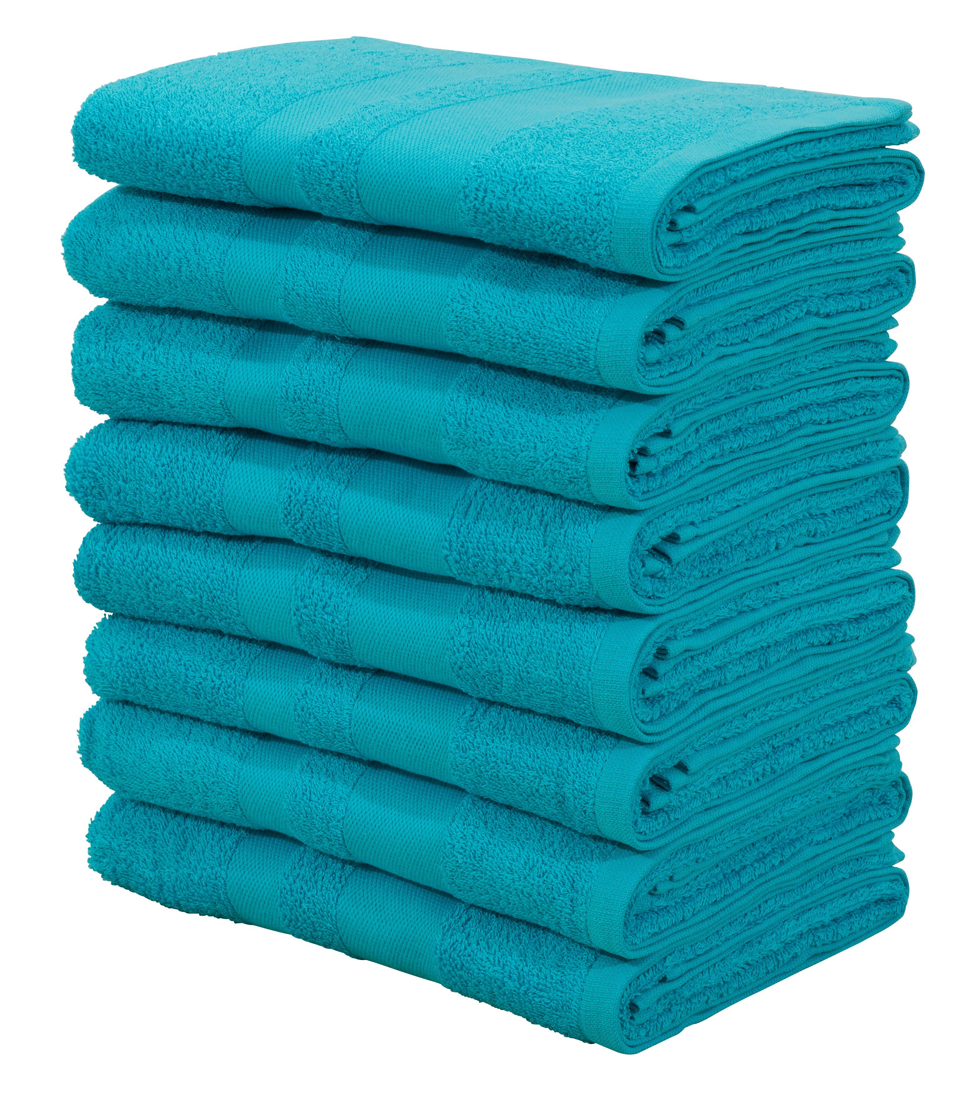 my home Handdoeken Vanessa Handdoeken met randdessin, 100% katoen, uni, zacht (set, 8 stuks)