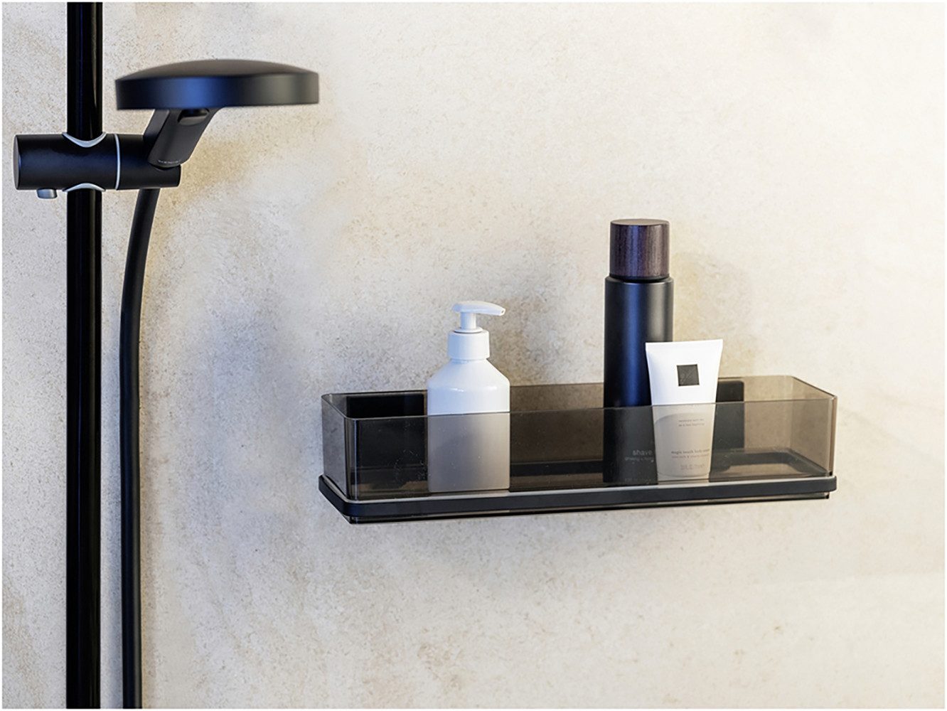 WENKO Doucherekje Vacuum-Loc® model Quadro van kunststof, roestvrij staal-bevestiging, bevestiging zonder boren