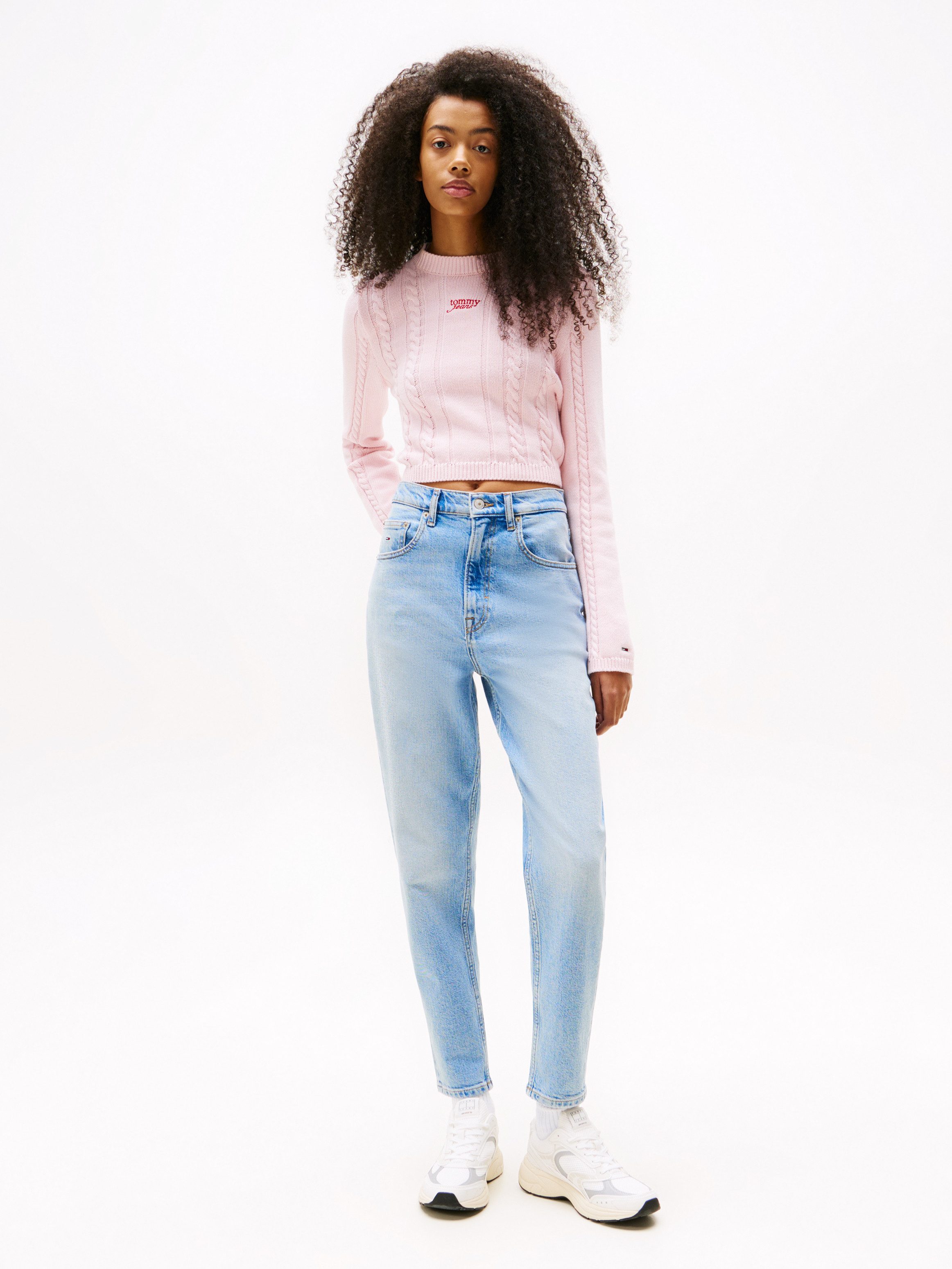 TOMMY JEANS Mom jeans High waist - Mom-Jeans Tapered met logo-borduurwerk, in enkelvrije lengte
