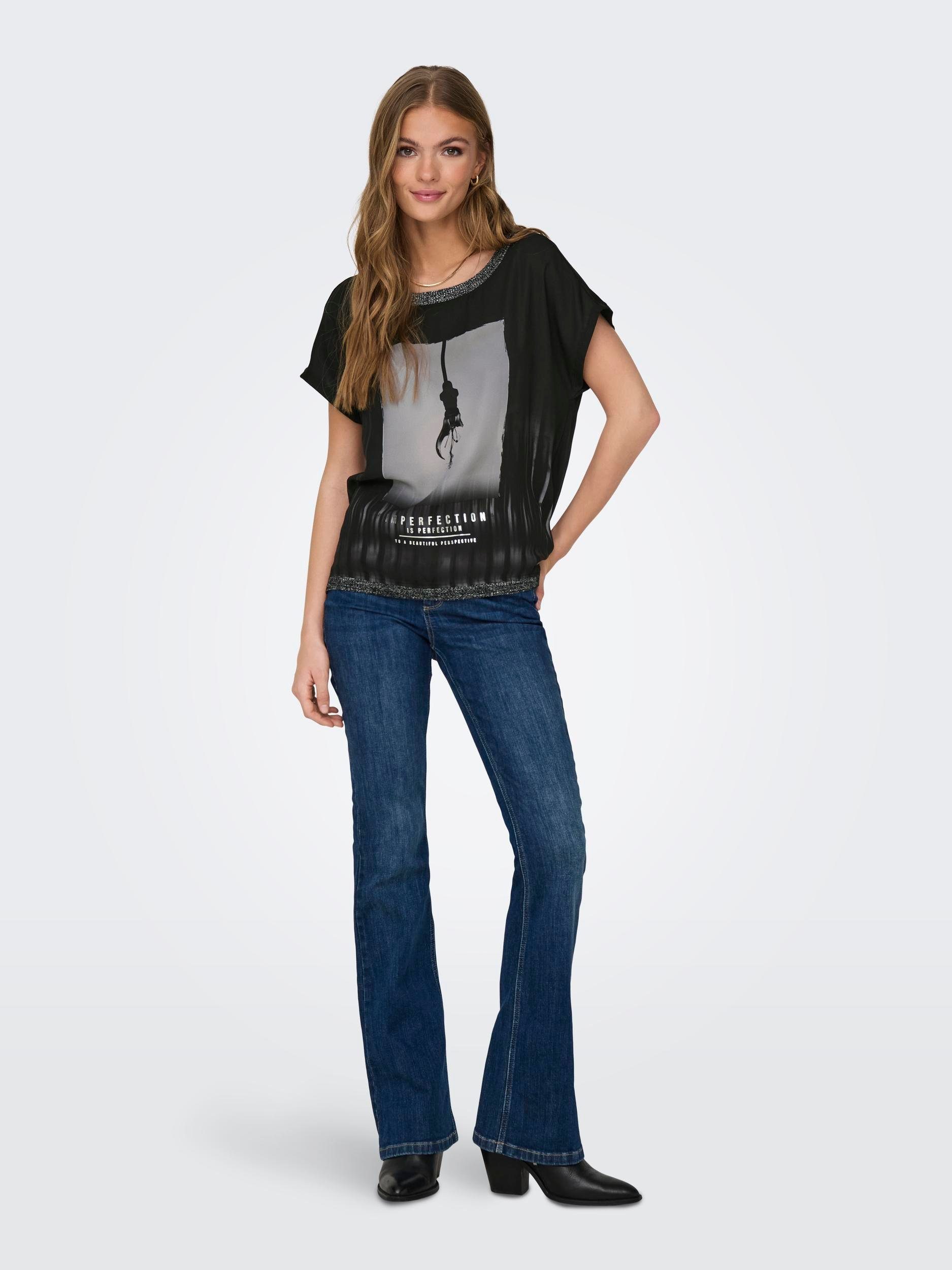 Only Shirt met korte mouwen ONLMICKELA S/S PHOTO TOP BOX JRS
