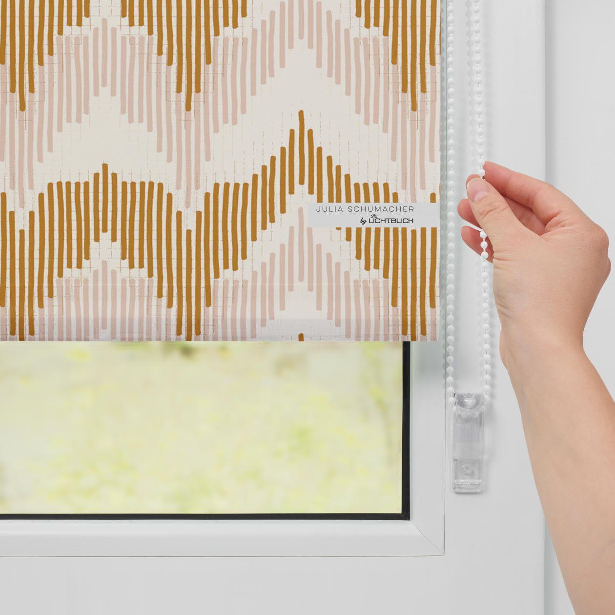 LICHTBLICK Rolgordijn met zijbediening Rolgordijn Klemmfix, zonder boren, ondoorzichtig, boho zigzag - geel (1 stuk)